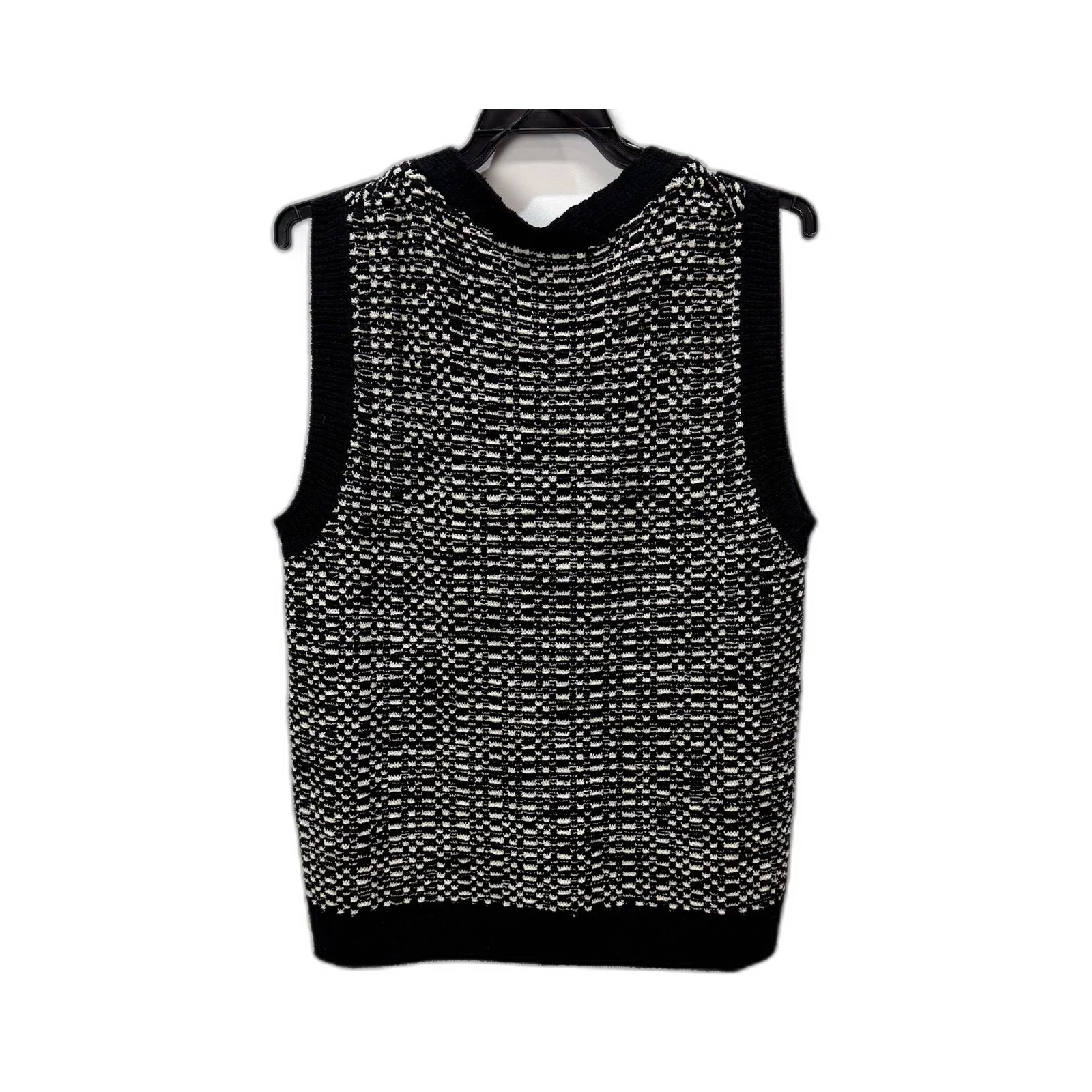 Blue Illusion Womens Knit Vest Patterned Button Front Black and White Size S - Image 2