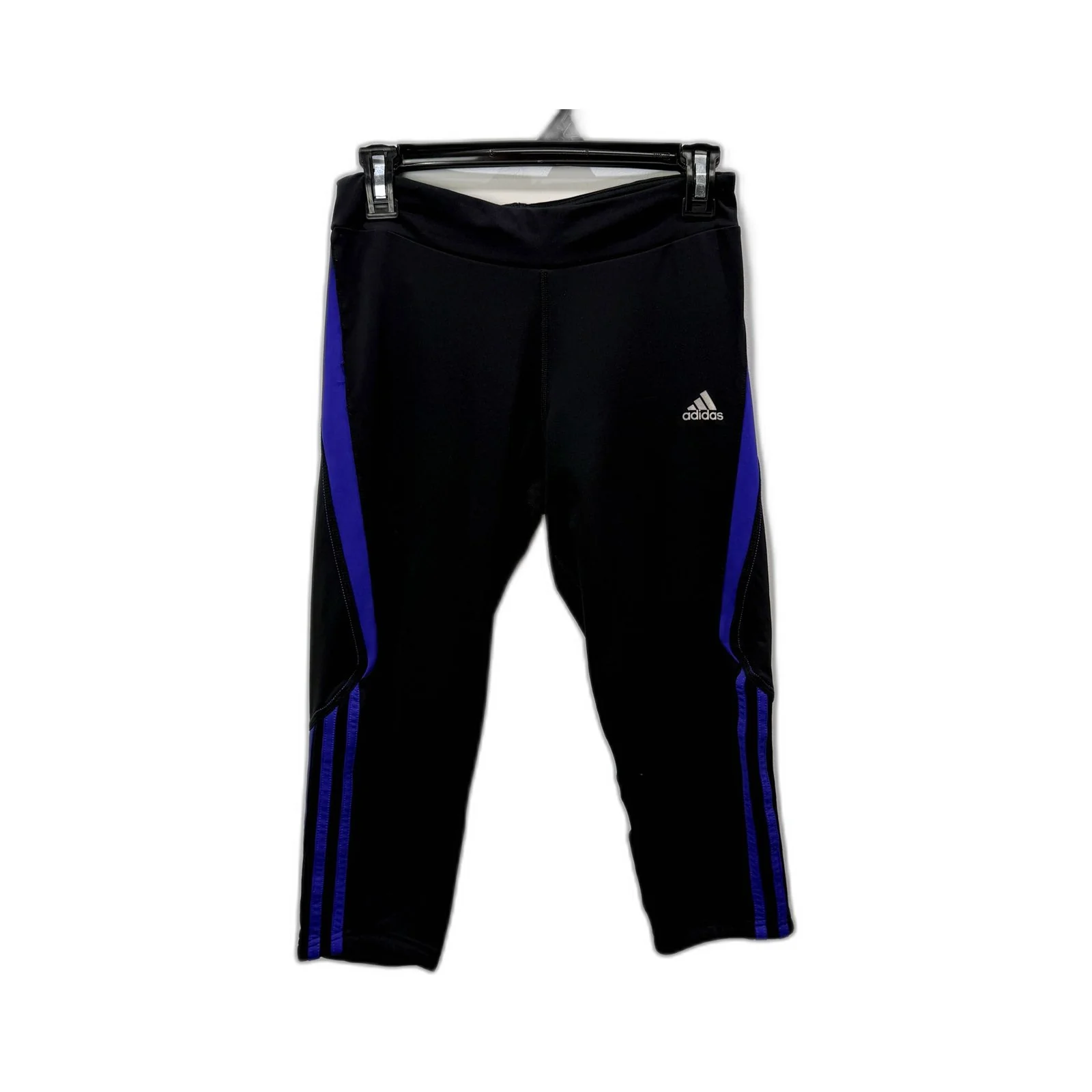adidas Womens Athletic Pants Black and Blue Lightweight Workout Gym Size 8