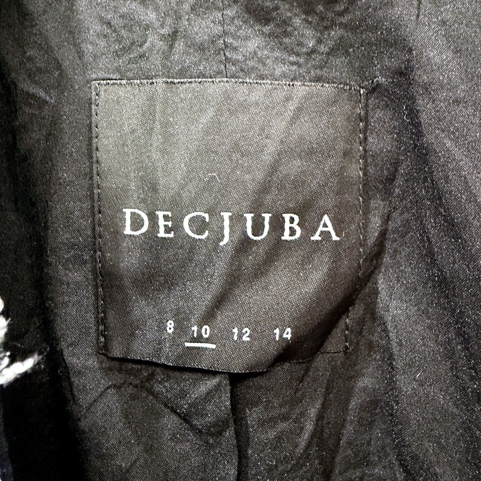 Decjuba Womens Tweed Blazer Jacket Textured Frayed Black and White Size 10 - Image 5