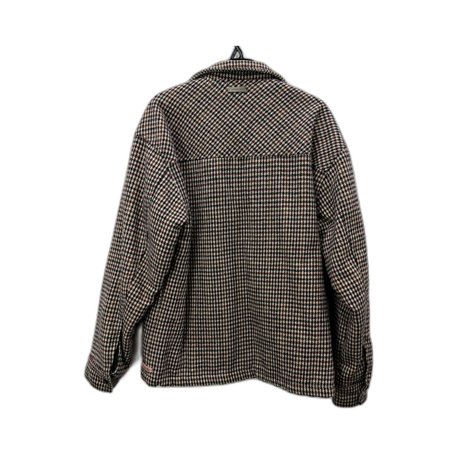 Industrie Mens Houndstooth Jacket Wool Blend Multi Color Burgundy Size XS - Image 2