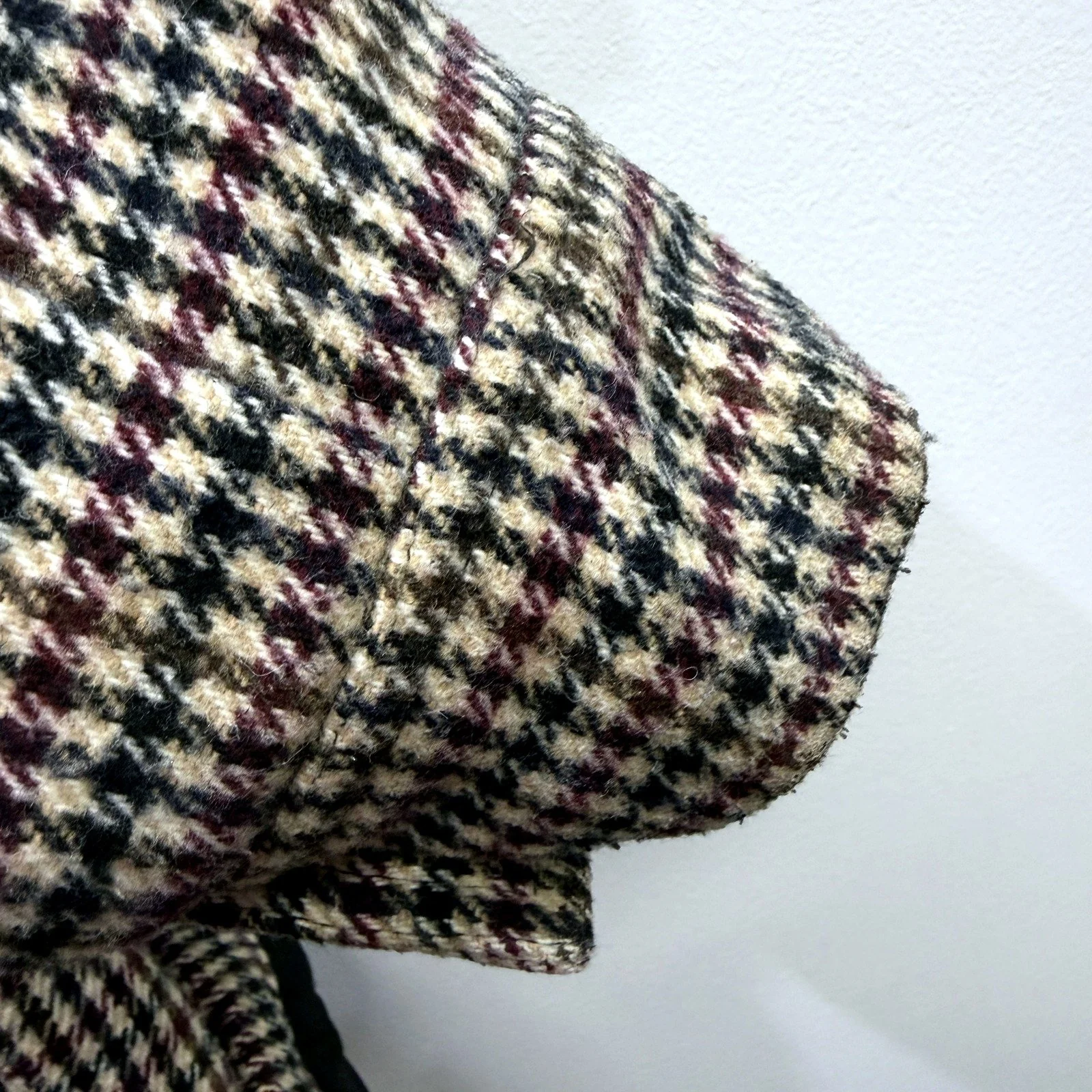Industrie Mens Houndstooth Jacket Wool Blend Multi Color Burgundy Size XS - Image 6