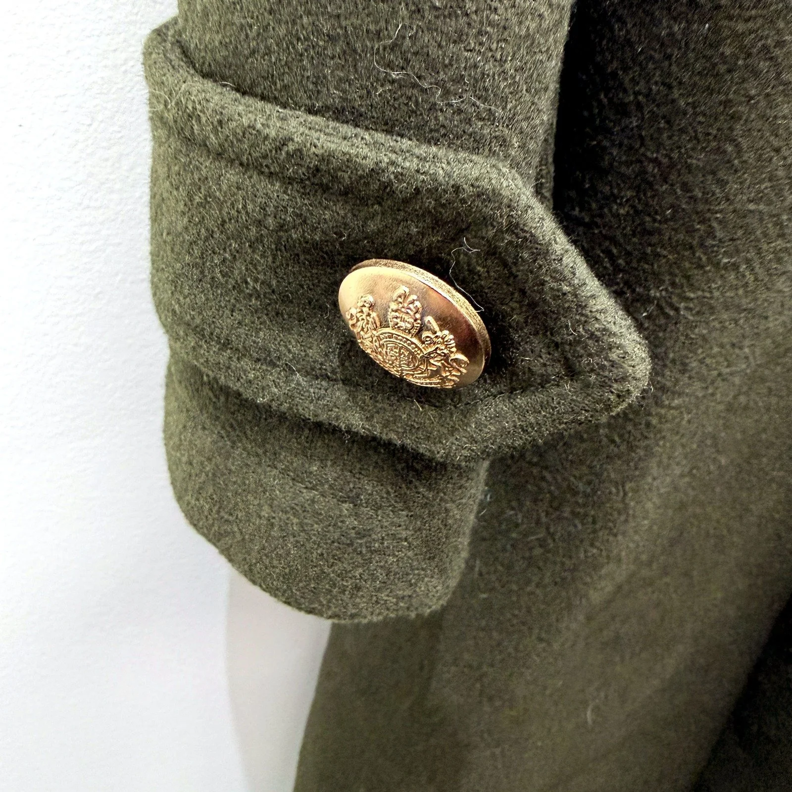 Dechuba Womens Olive Green Wool Blend Peacoat Coat, Size 10 - Image 3