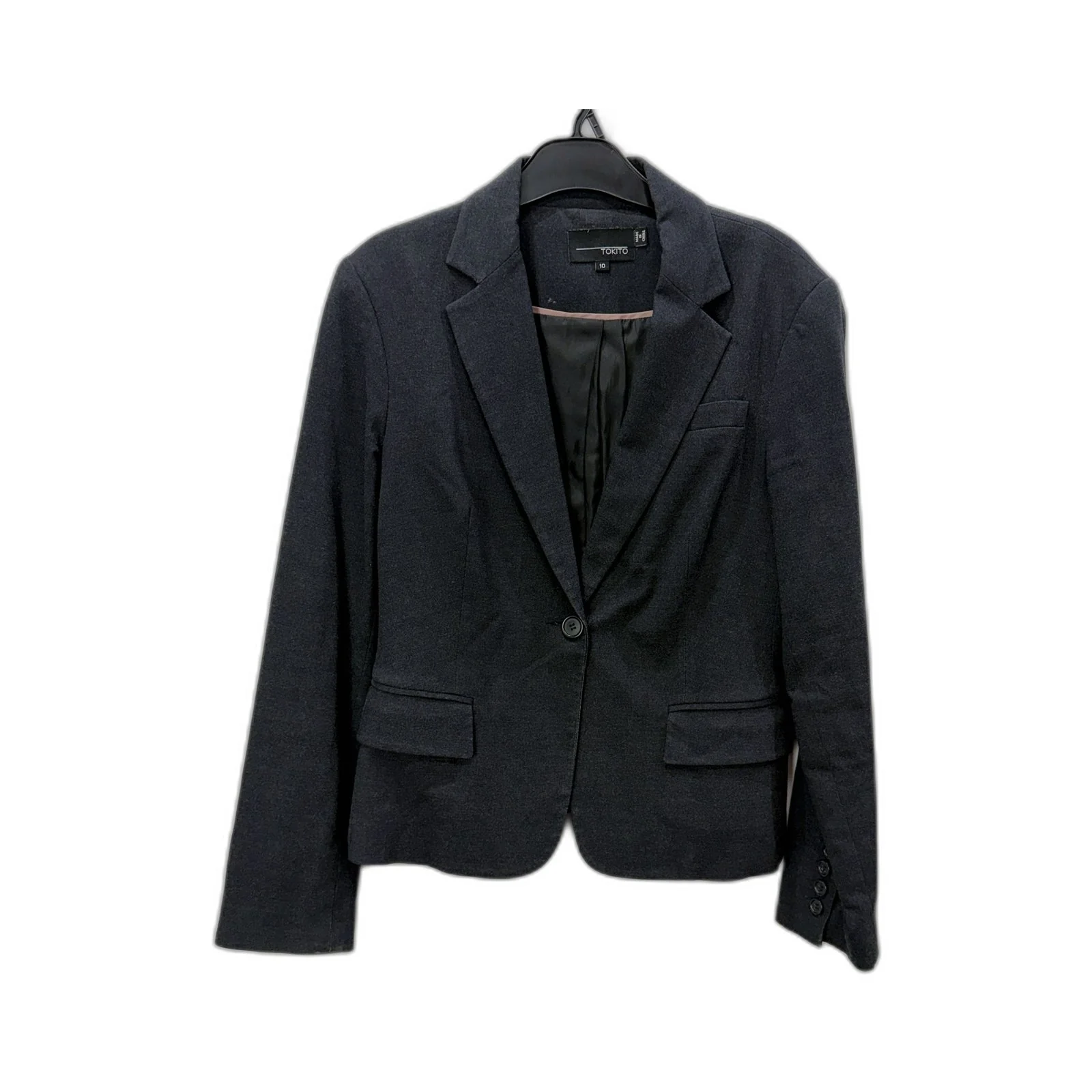 Tokito Womens Black Formal Blazer Suit Jacket Size 10