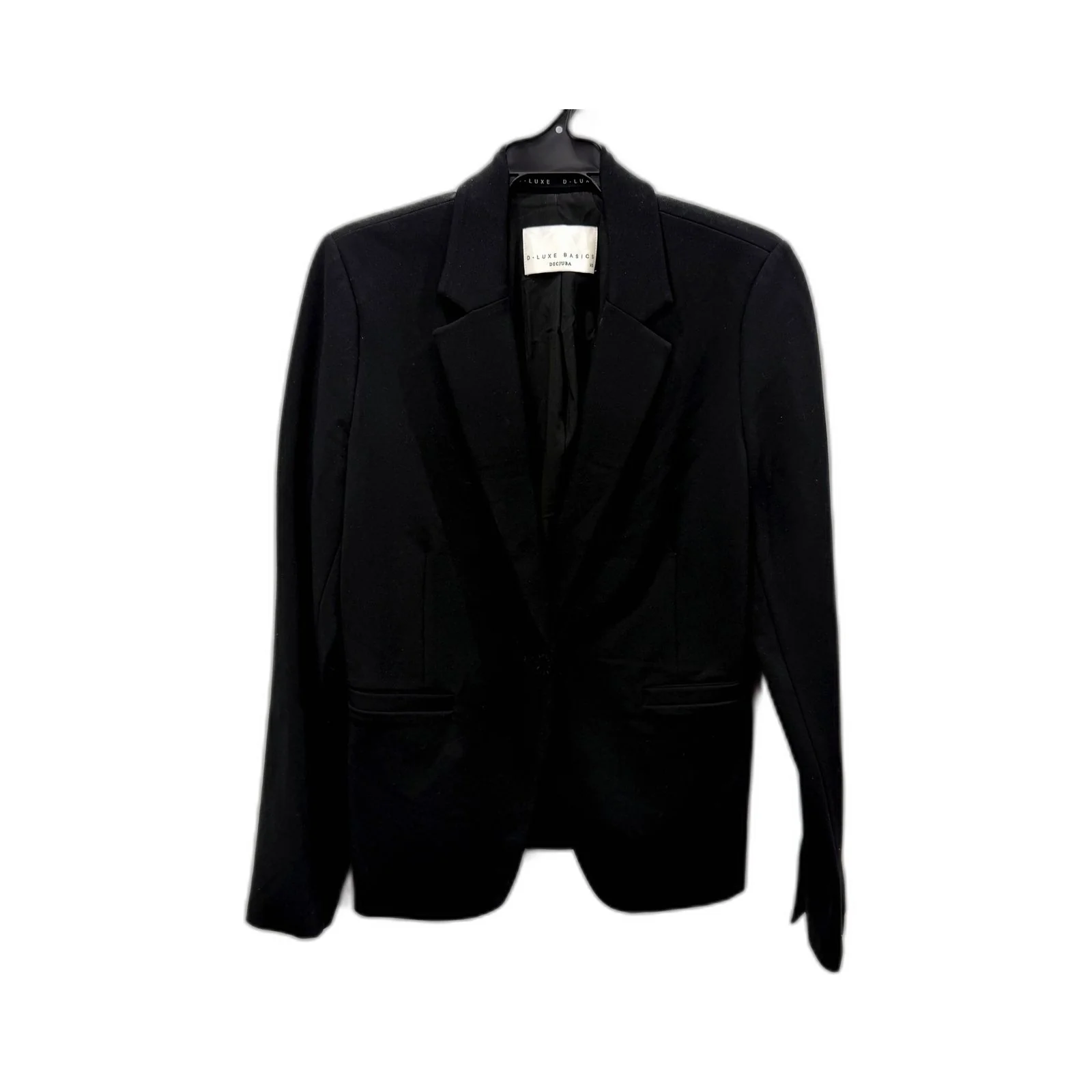 D-Luxe Basics Womens Black Lightweight Tailored Stretch Blazer Size XS
