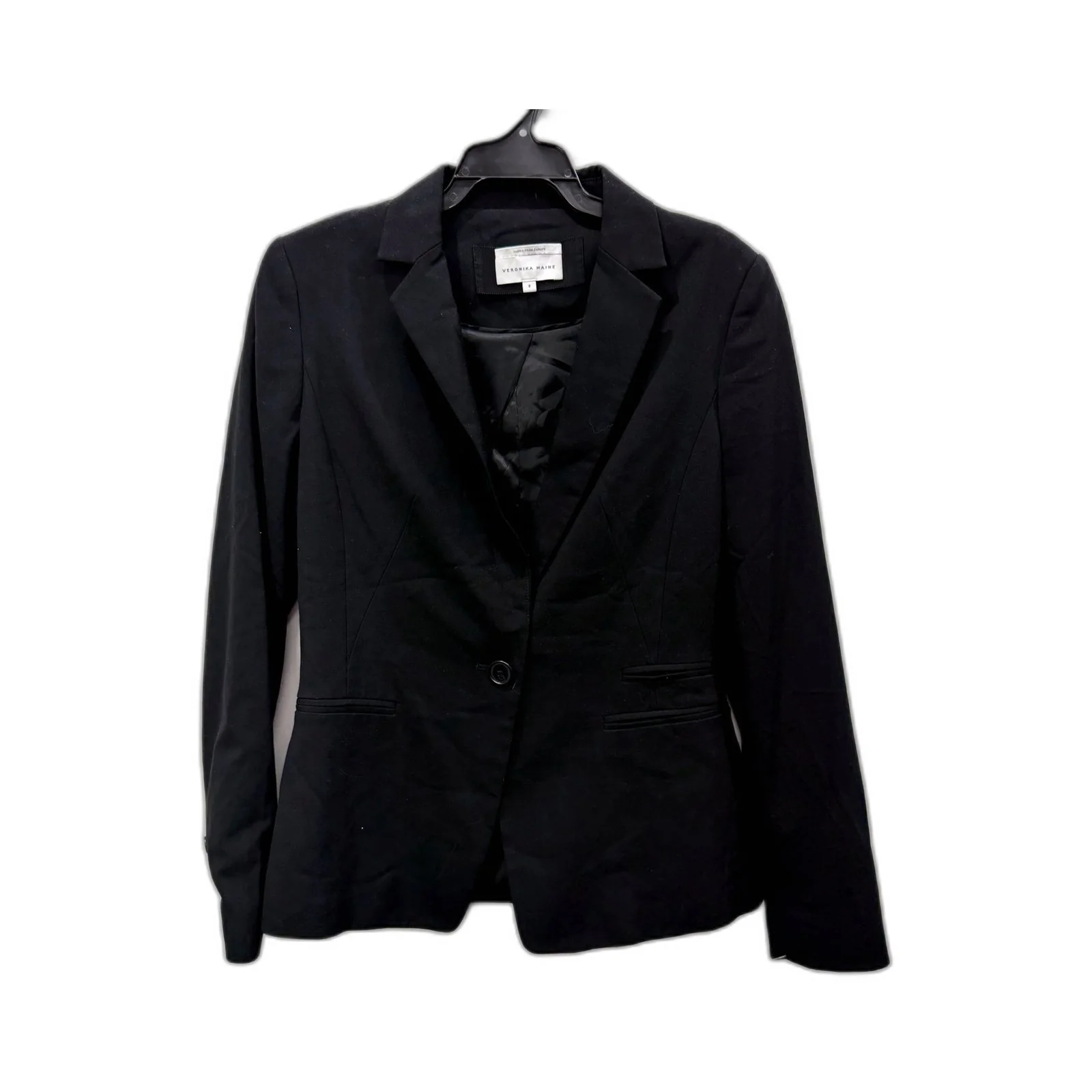 Veronika Maine Womens Black Formal Office Blazer Jacket Size 8