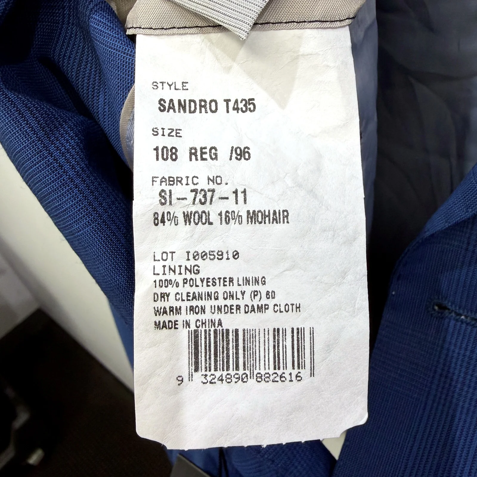 Si by Studio Italia Mens Blue Suit Jacket Quality Tailoring Size 108 REG/96 NEW - Image 11