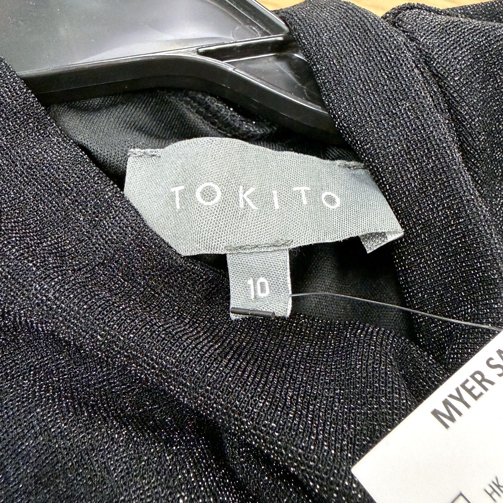 Tokito Womens Puff Sleeve High Neck Elastane Dress in Black, Size 10 NEW - Image 5