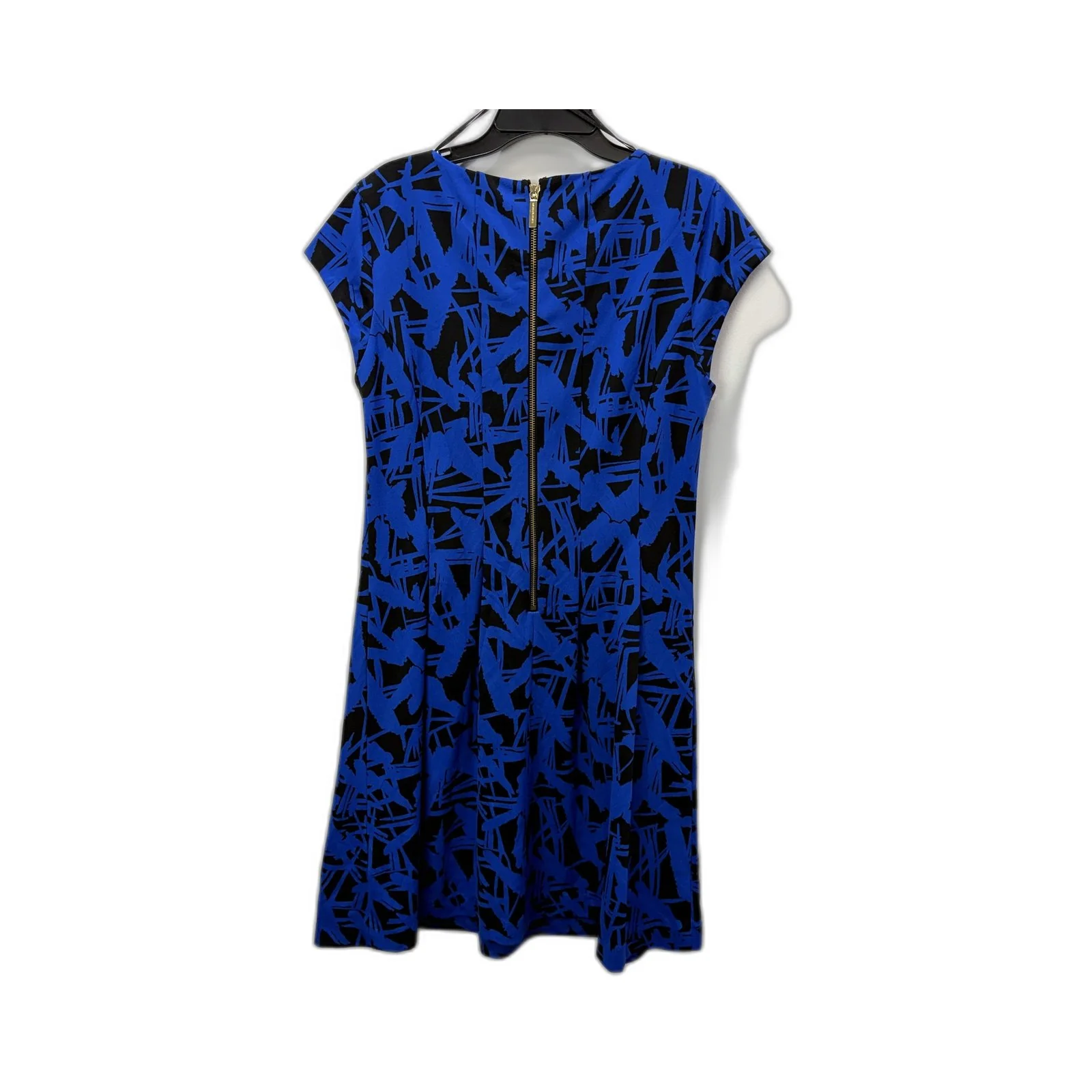Michael Kors Womens Abstract Print Zip Front Dress Blue and Black Size 10 - Image 2