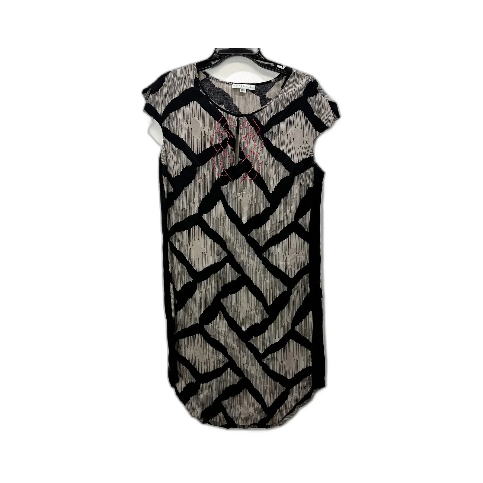 Spencer Lacy Womens Geometric Print Viscose Dress in Black Gray Size 3