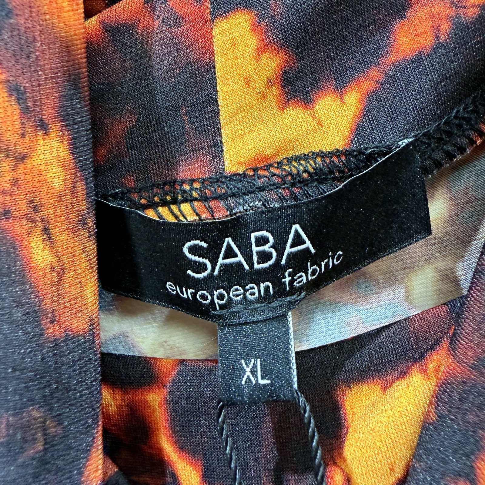 SABA Womens Midi Dress Orange and Black Leopard Print High Neck Long NEW - Image 3