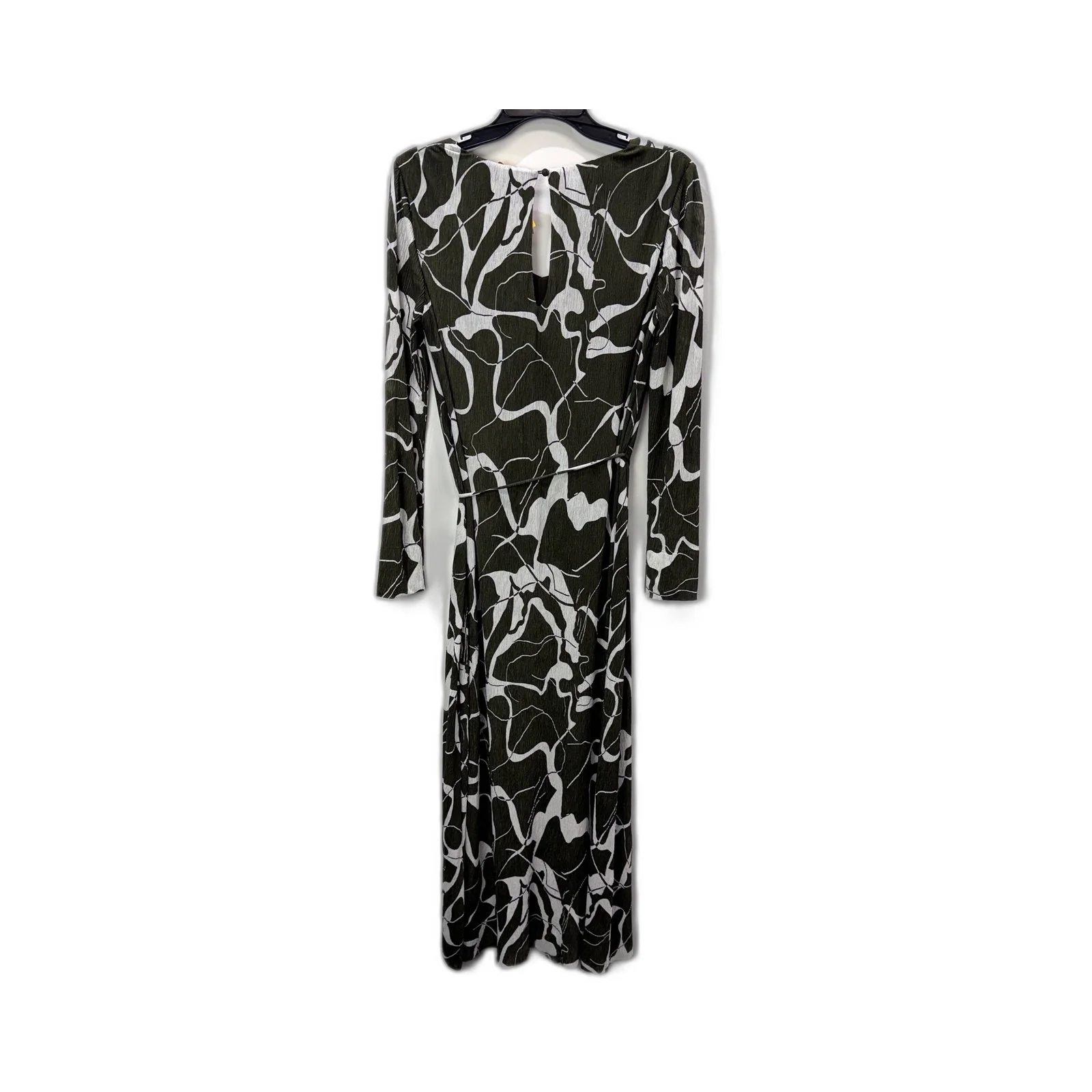 Versality Womens Wrap Tie Waist Dress with Long Sleeves in Khaki Size 10 NEW - Image 2