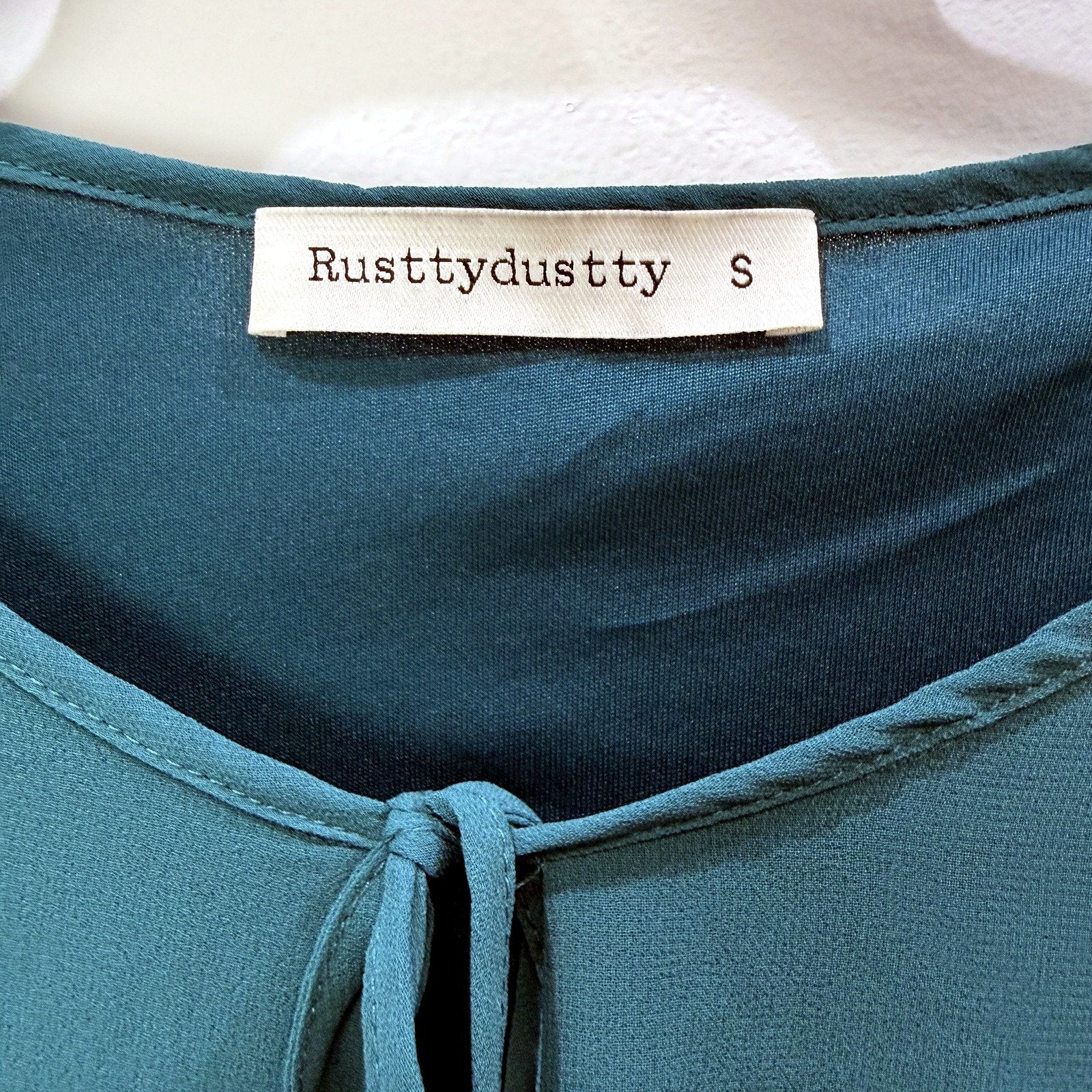 Rusttydustty Womens Tiered Maxi Dress with Drawstring Waist in Teal, Size S - Image 4