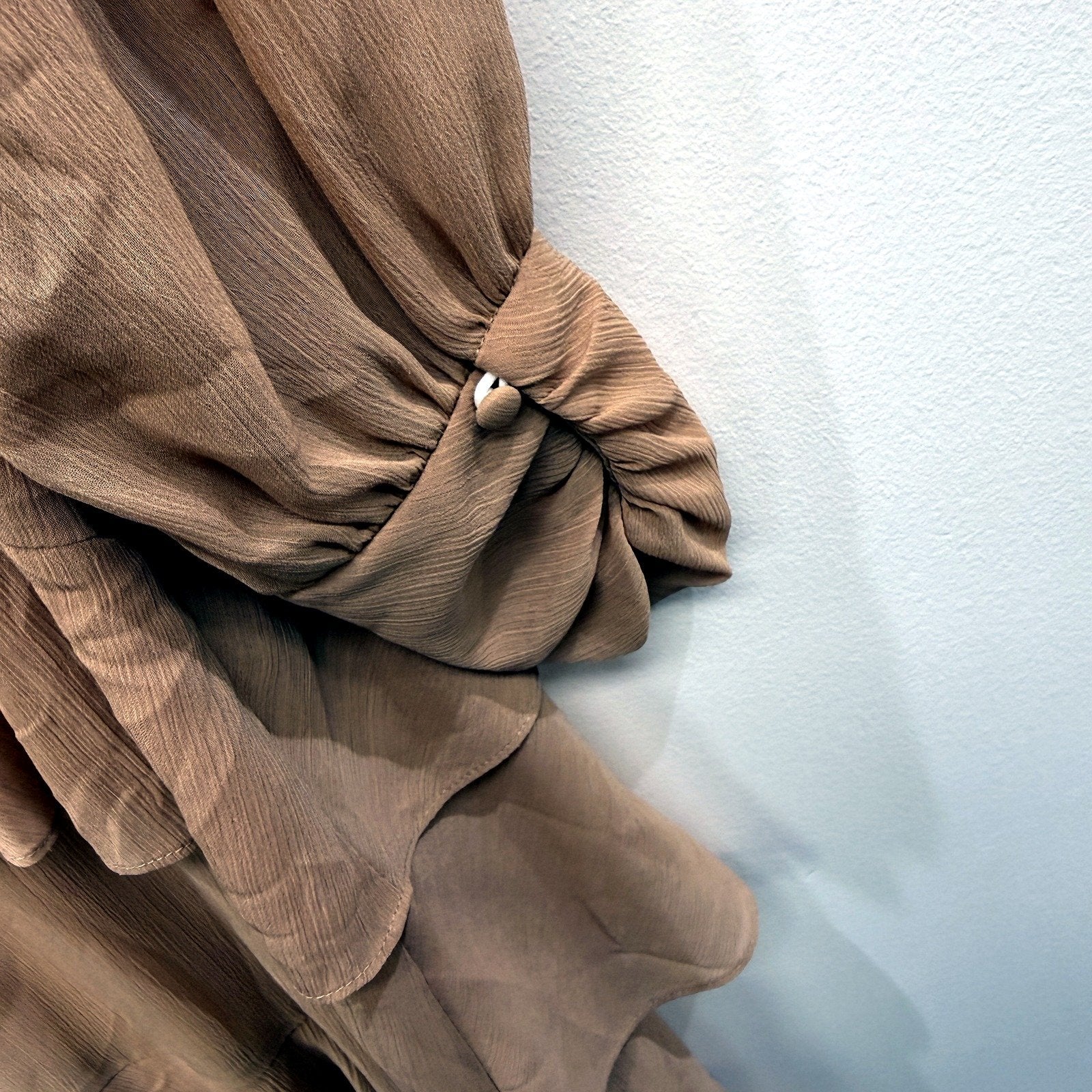 Tokito Womens Ruffle Tiered Long Sleeve High Neck Brown Dress Size 10 NEW - Image 3