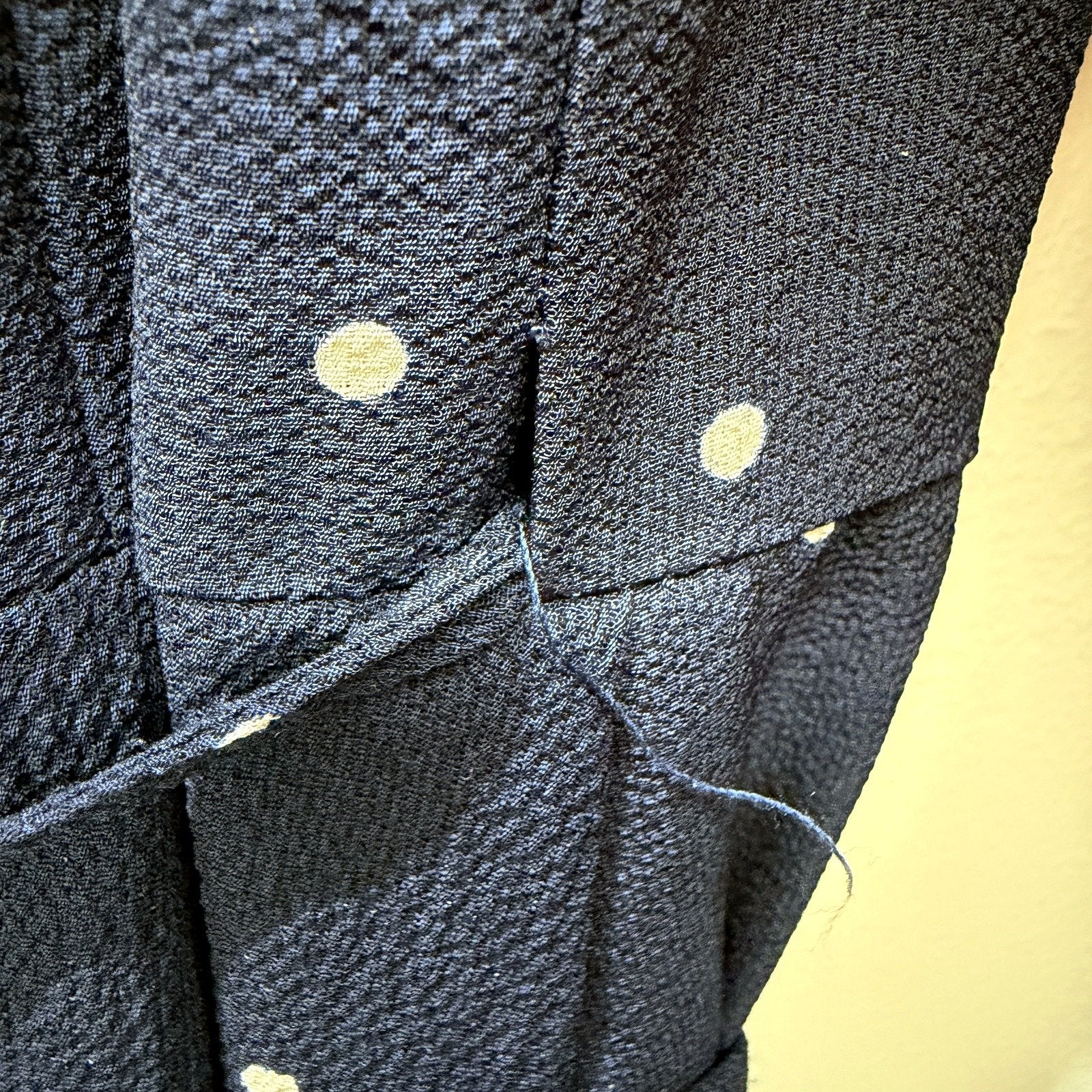 Ebby and I Womens Navy Blue Polka Dot Wrap Dress with Ruffle Hem, Size S - Image 3