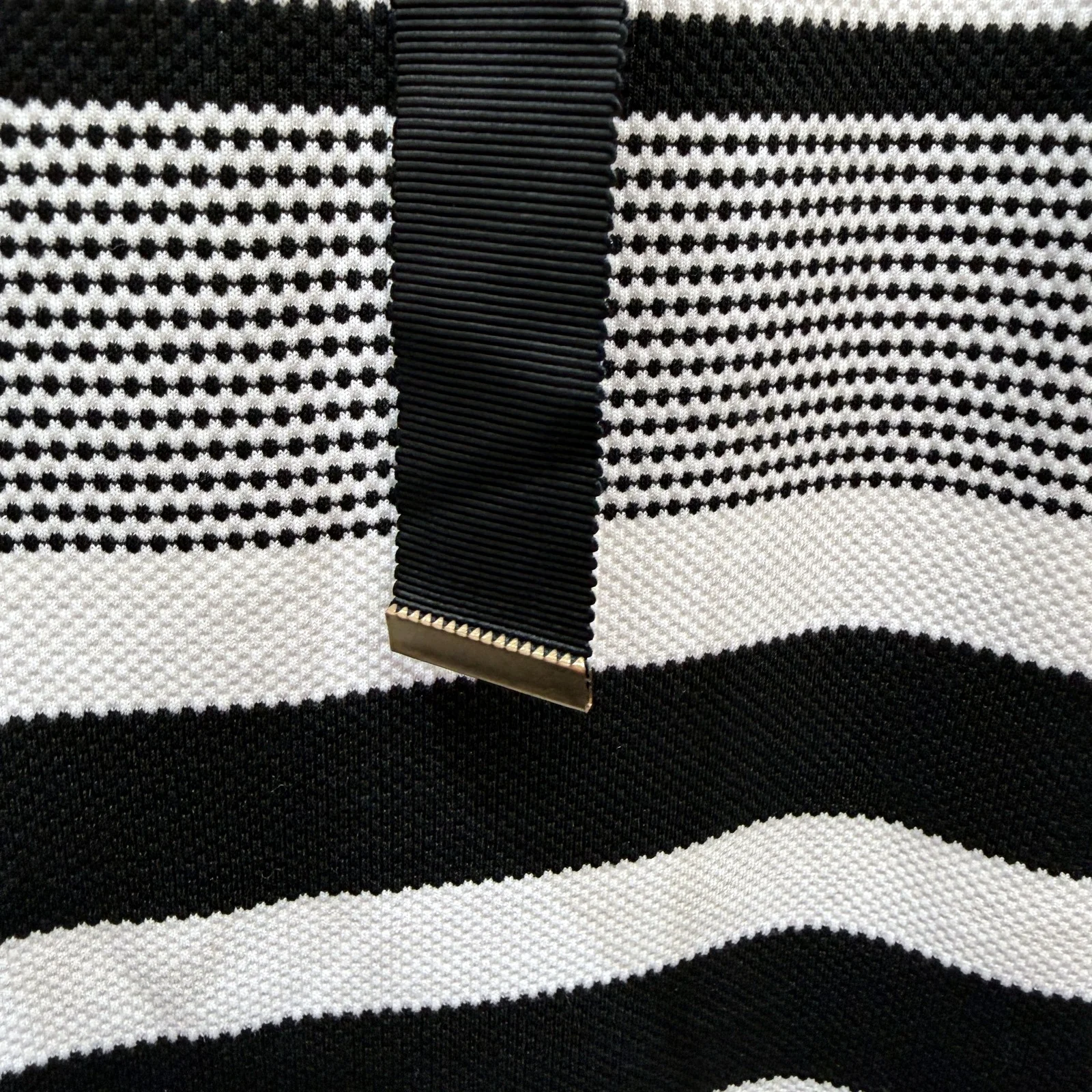 Maggie T Womens Striped Dress Casual Feminine Style Black and White Size 8 - Image 7