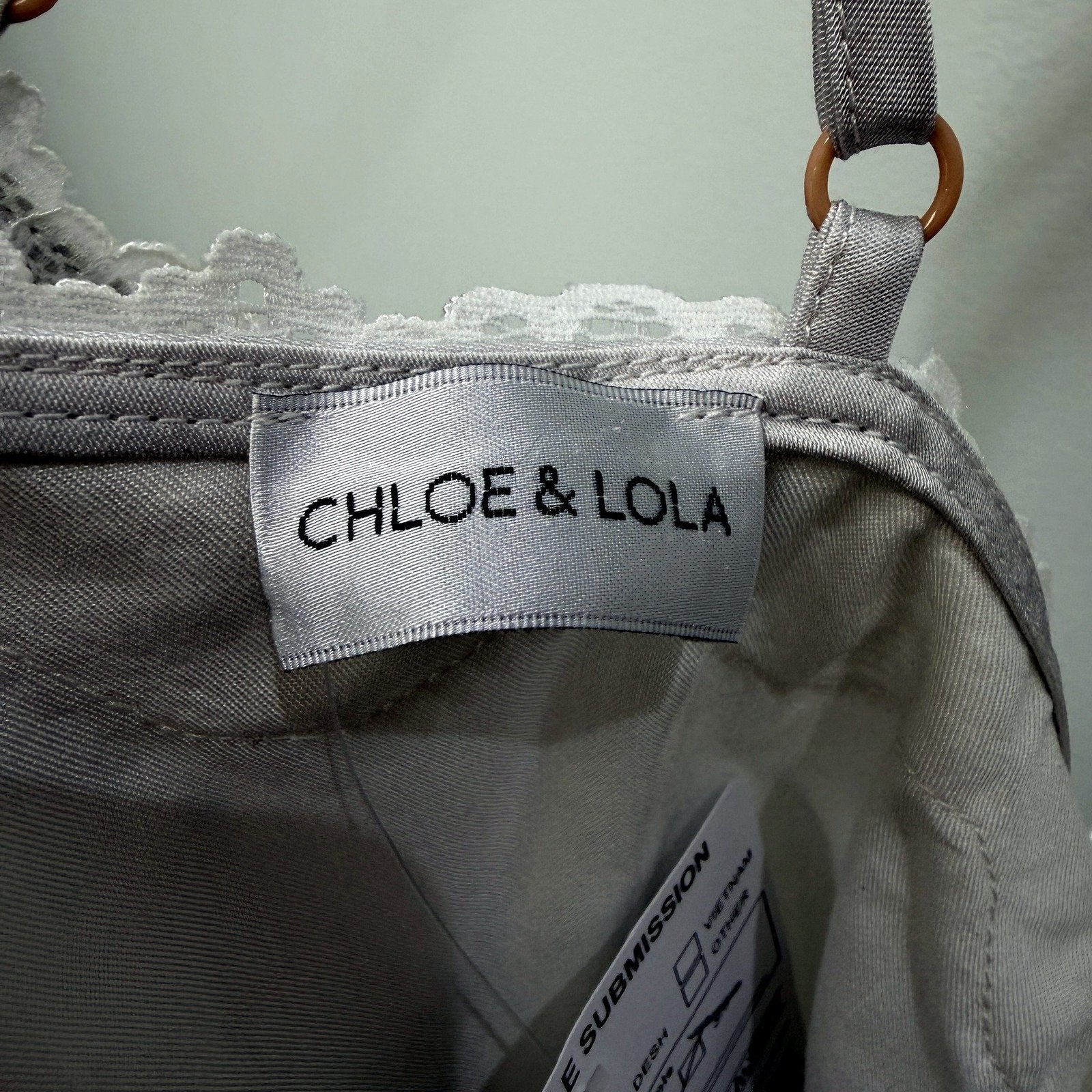 Chloe & Lola Womens Satin Slip Dress with Lace Trim in Silver, Size S NEW - Image 3