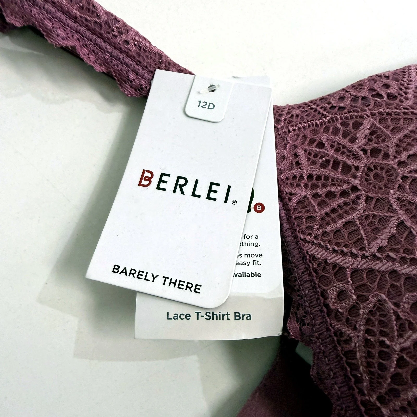 Berlei Womens Lace T-Shirt Bra, Barely There, Purple, Size 12D NEW - Image 3