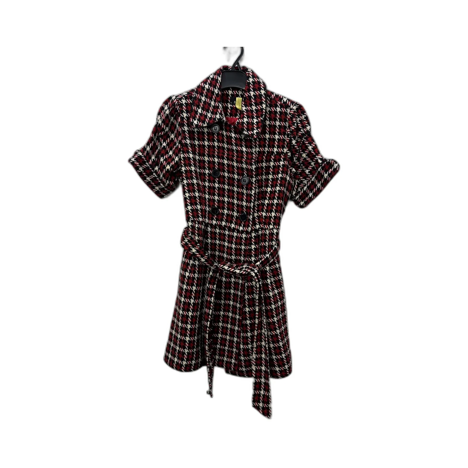 Bardot Womens Plaid Button Front Belted Waist Dress Short Sleeve Size 10