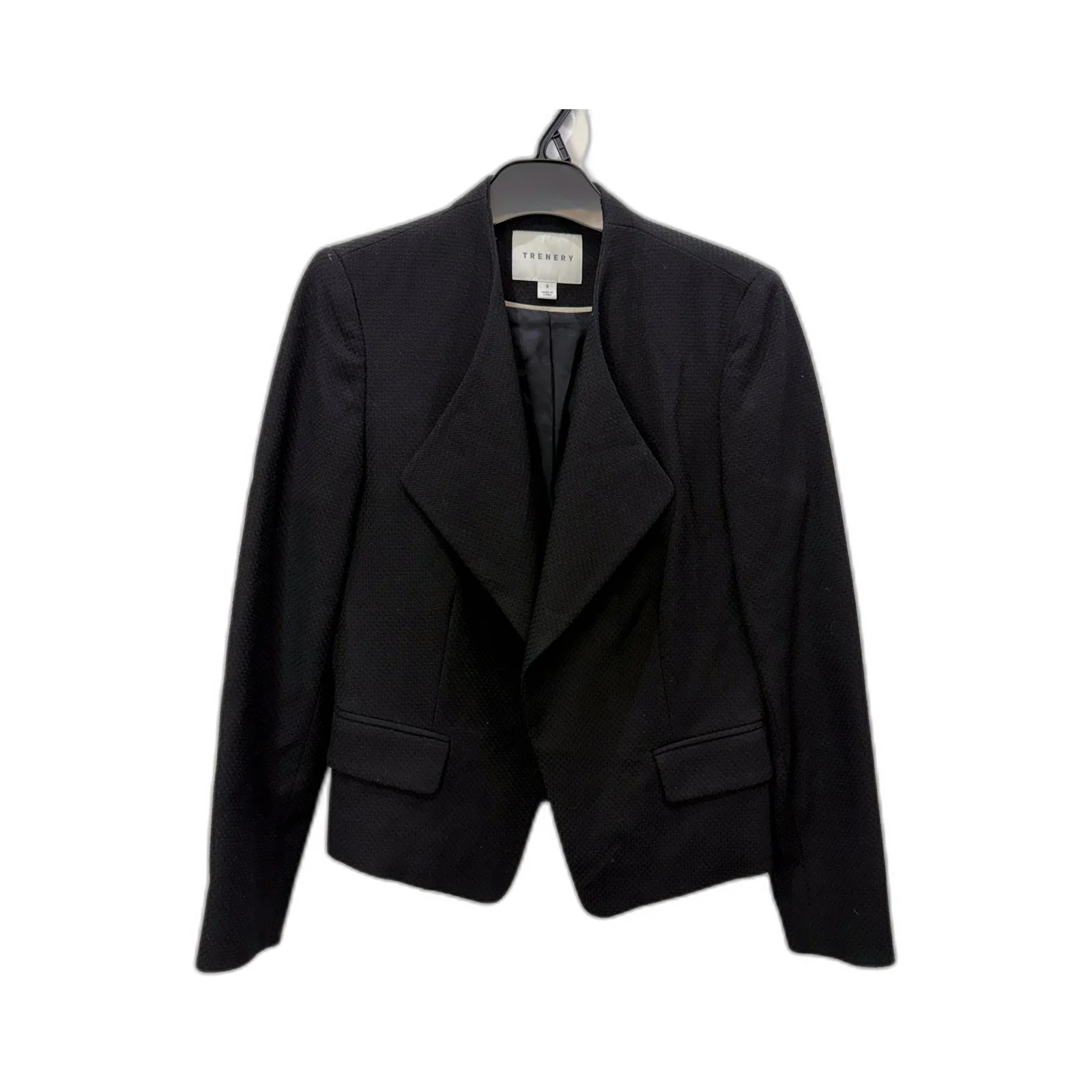 Trenery Womens Wool Blazer - Classic Tailored Black Jacket, Size 8
