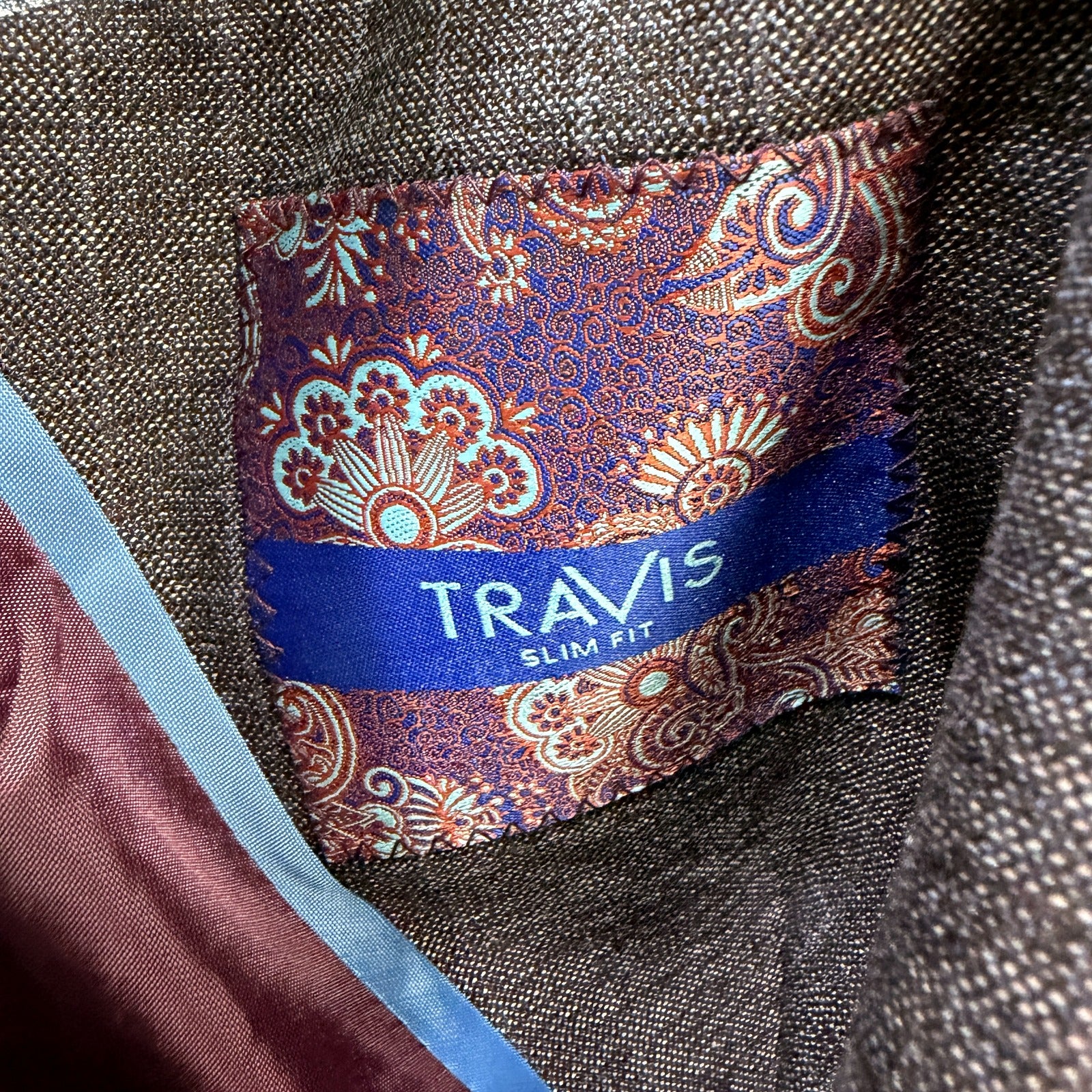 Travis Mens Slim Fit Suit Jacket in Wine, Size 40R - Image 3
