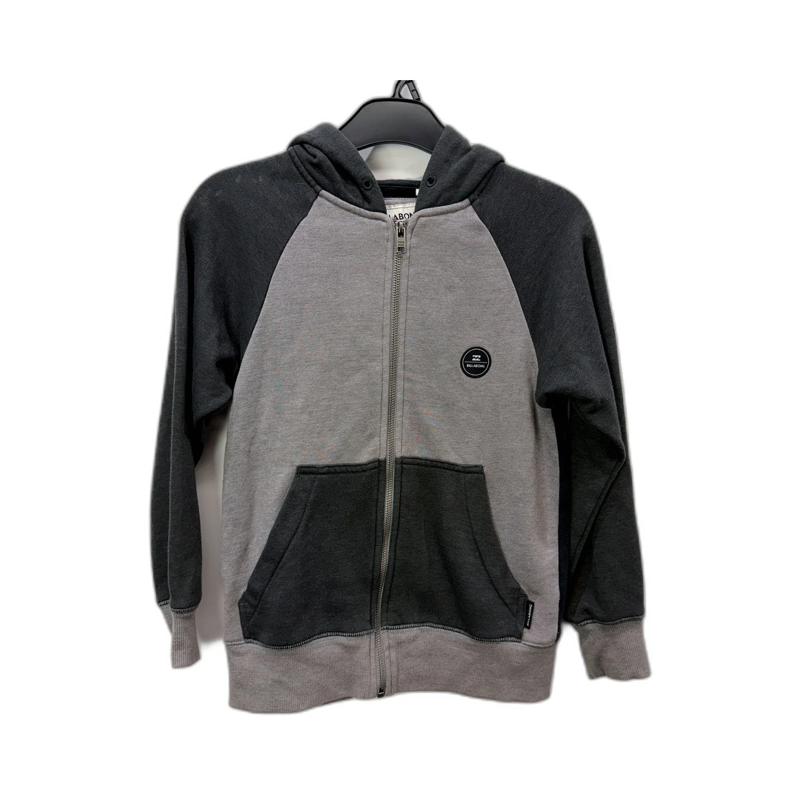 Billabong Boys Gray/Black Pullover Hoodie Zip-Up Hooded Sweatshirt Size 10