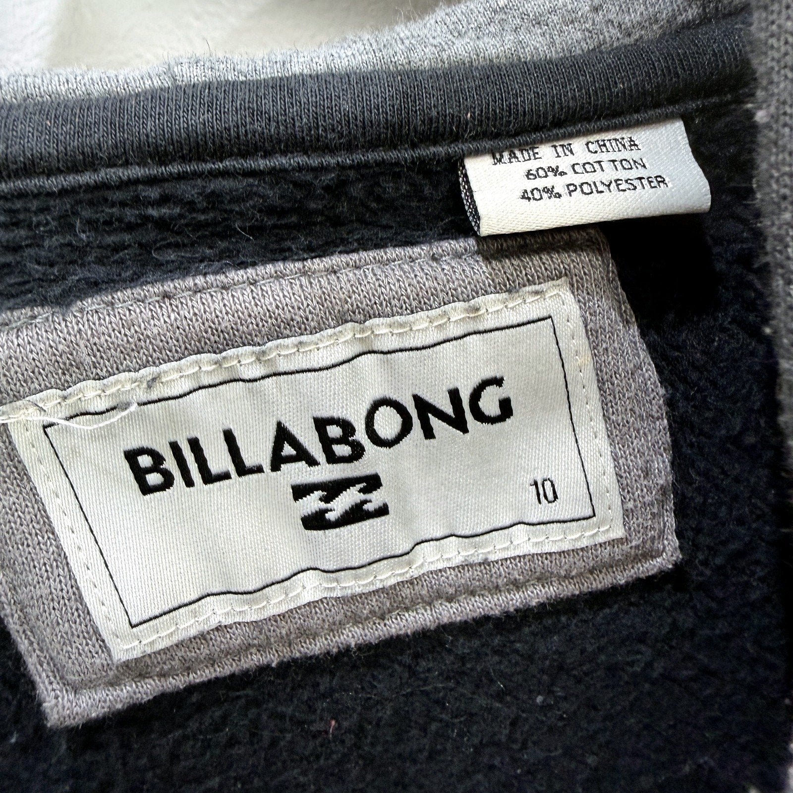 Billabong Boys Gray/Black Pullover Hoodie Zip-Up Hooded Sweatshirt Size 10 - Image 6