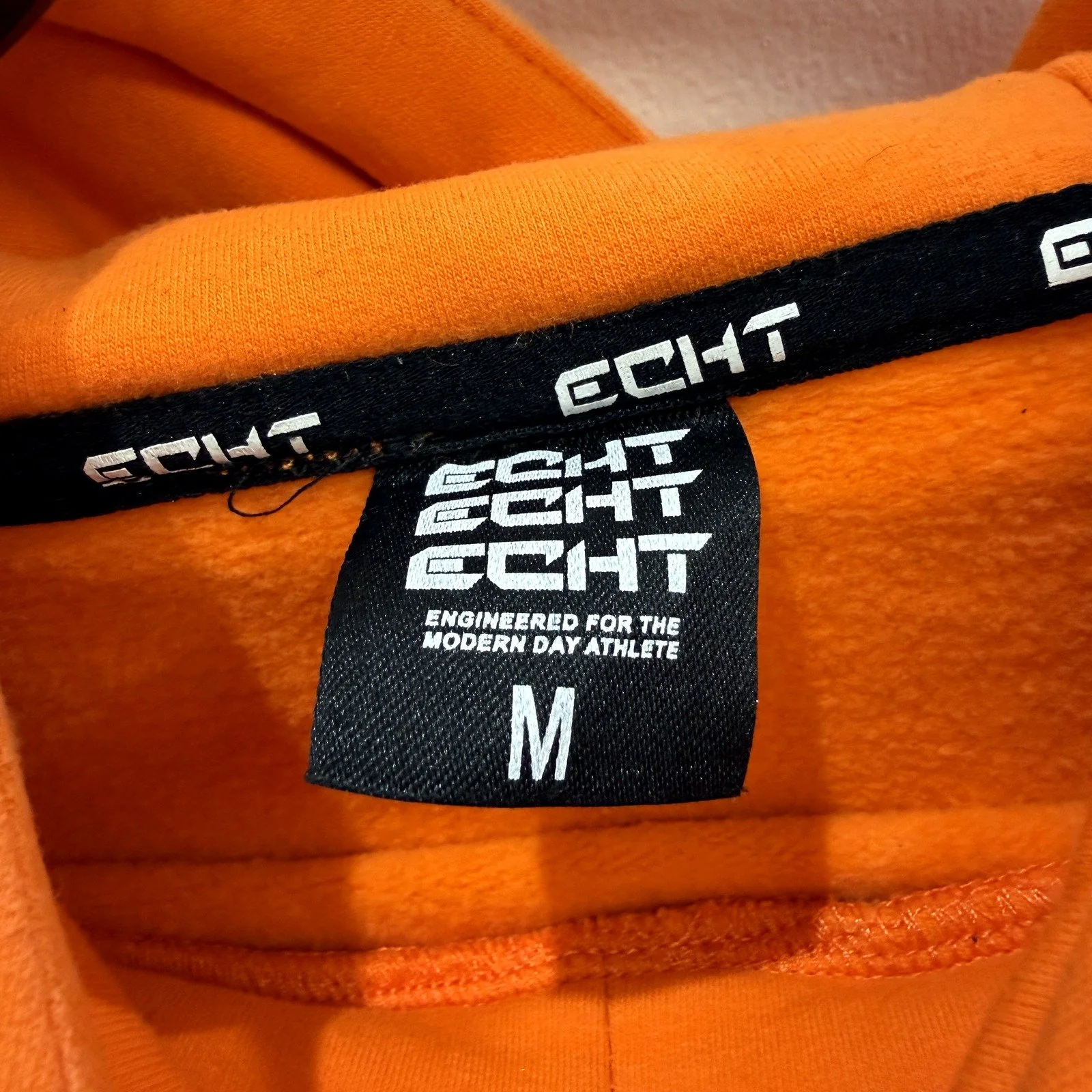 Echt Womens Pullover Cropped Sweatshirt Orange Hooded Cotton Blend Size M - Image 5