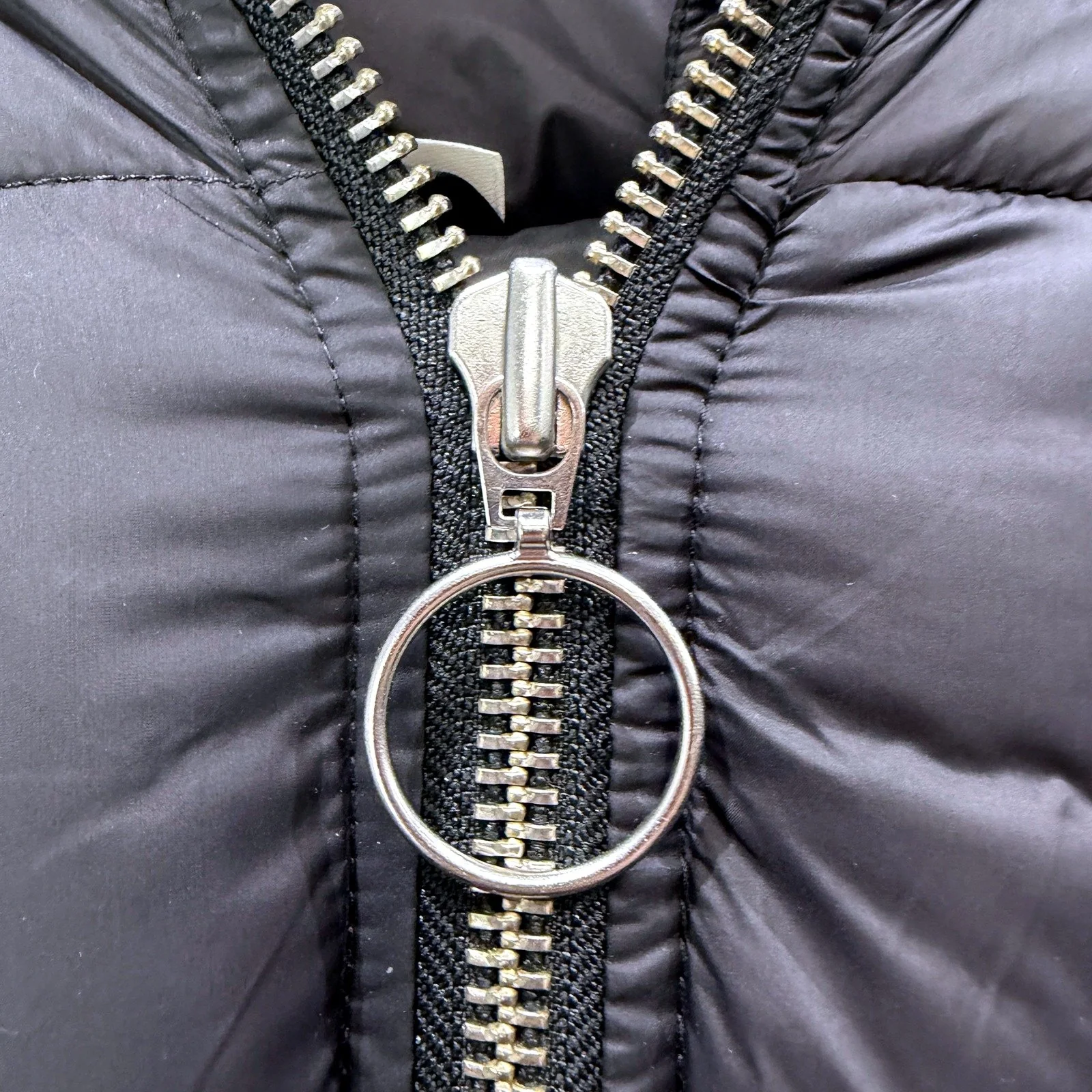 Seed Heritage Womens Black Quilted Puffer Coat with Hooded Zipper in XL - Image 3
