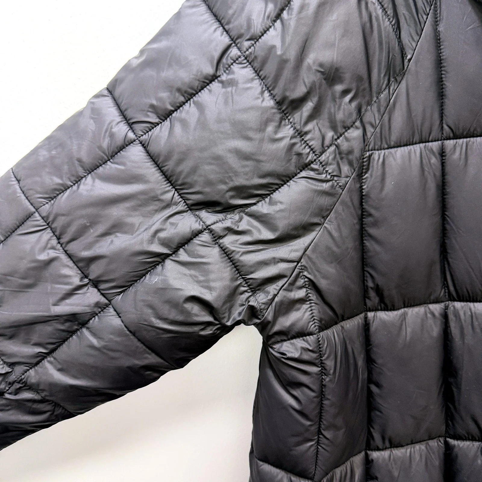 Seed Heritage Womens Black Quilted Puffer Coat with Hooded Zipper in XL - Image 4