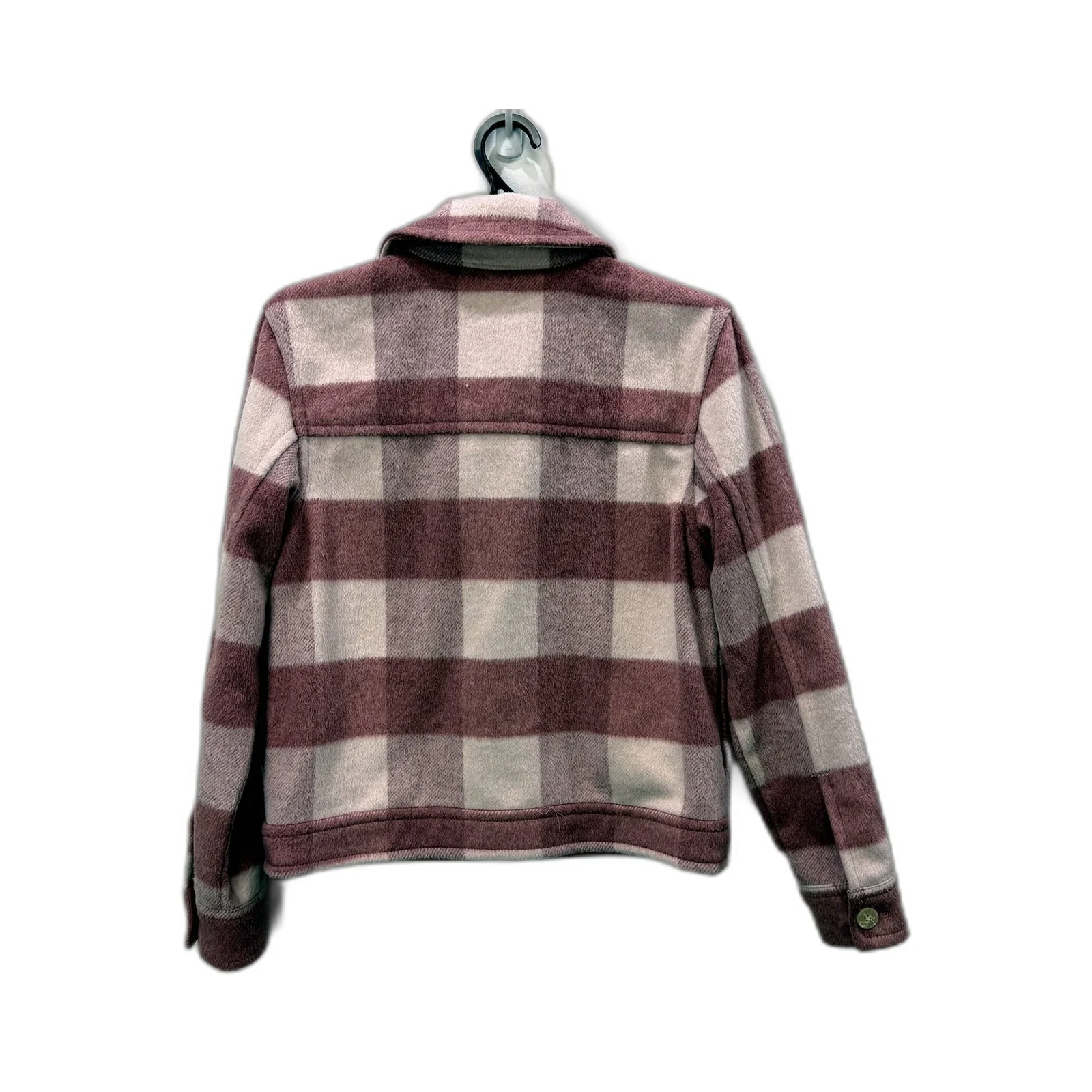 Just Jeans Womens Plaid Fleece Jacket in Cozy Pink and Gray, Size 6 - Image 3