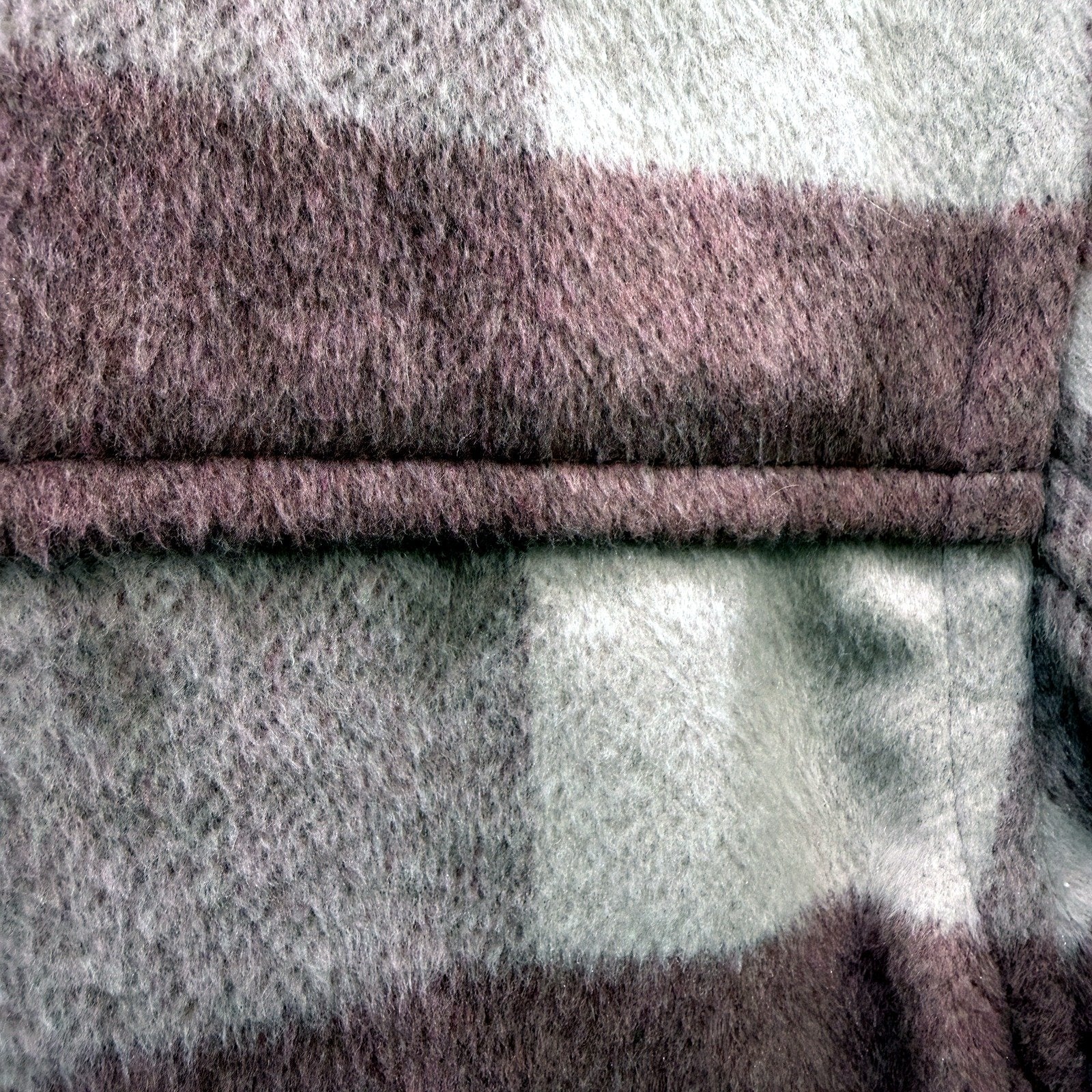 Just Jeans Womens Plaid Fleece Jacket in Cozy Pink and Gray, Size 6 - Image 4