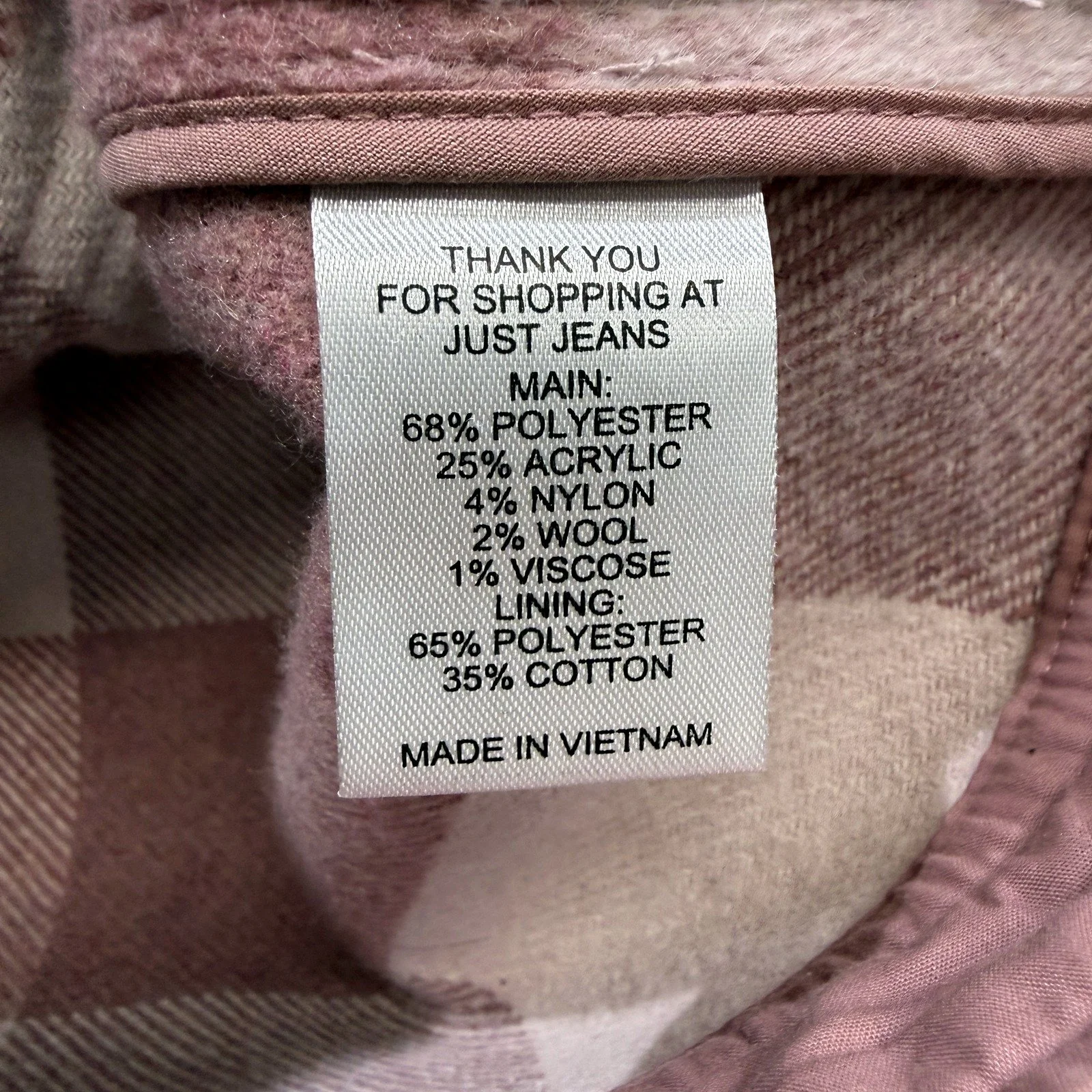 Just Jeans Womens Plaid Fleece Jacket in Cozy Pink and Gray, Size 6 - Image 5