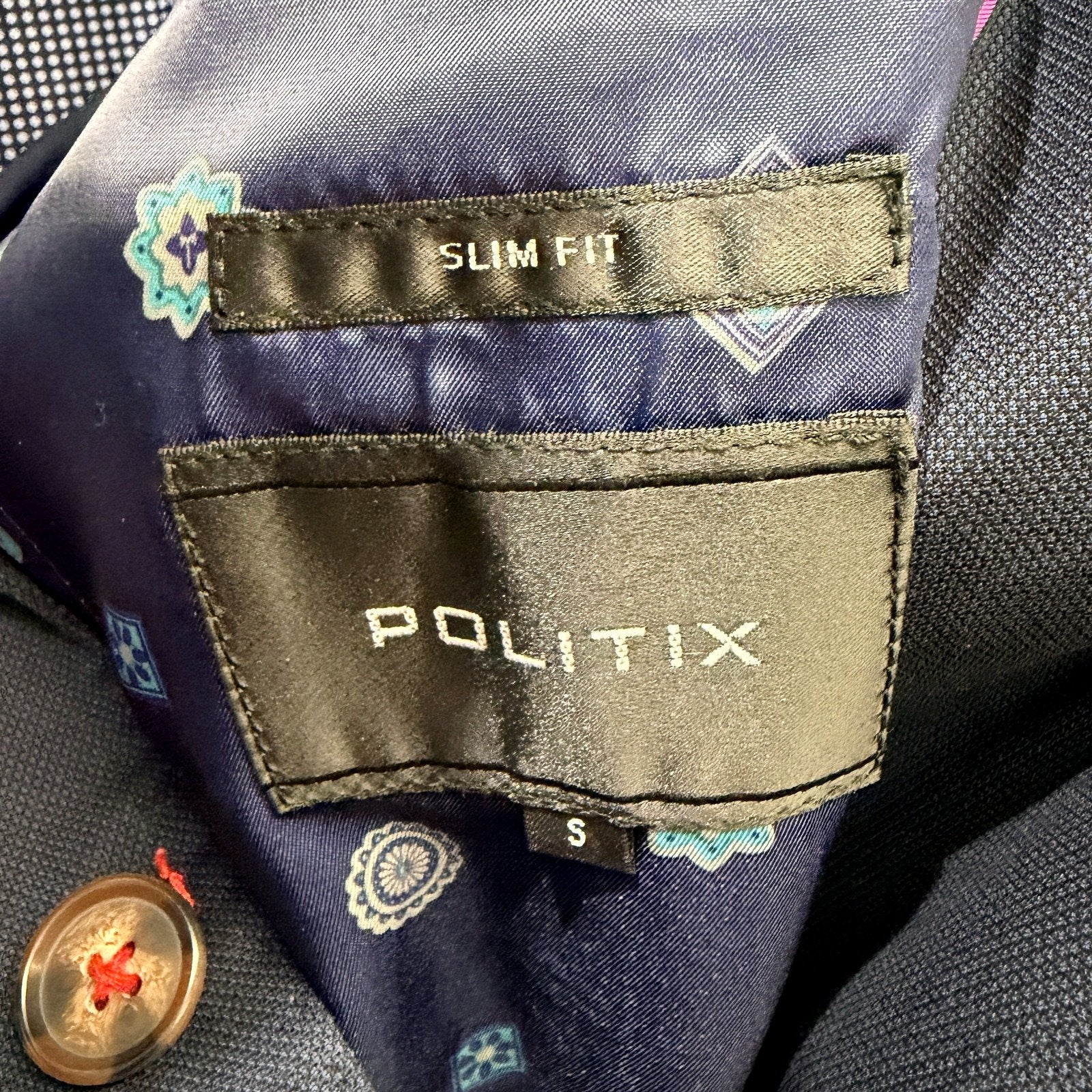 Politix Mens Slim Fit Navy Blue Suit Jacket for Small Size NEW - Image 5