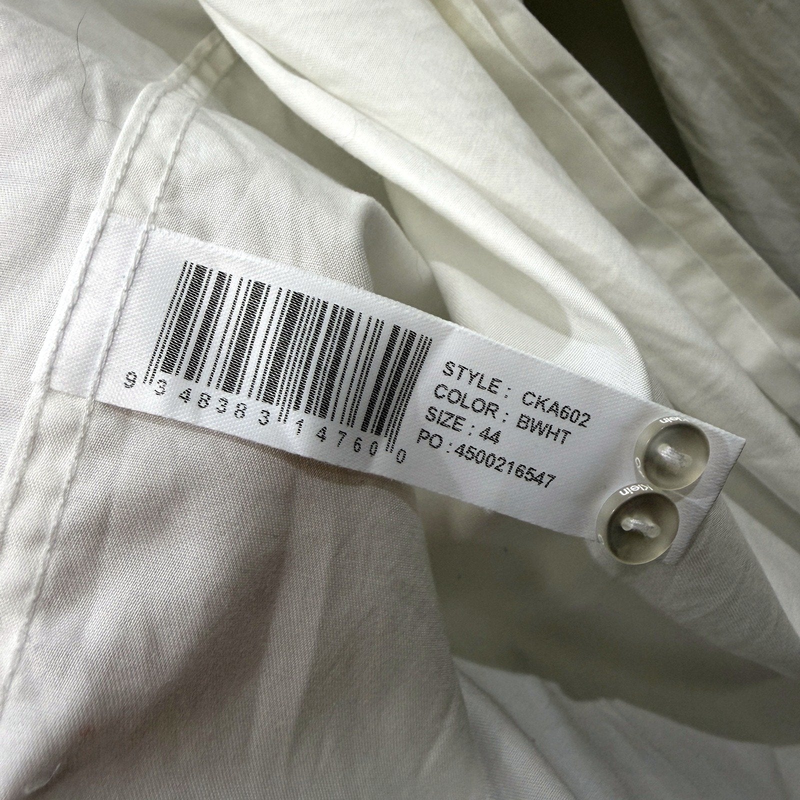 Calvin Klein Mens Button-Down Shirt in Bright White Cotton, Size 44 - Image 4