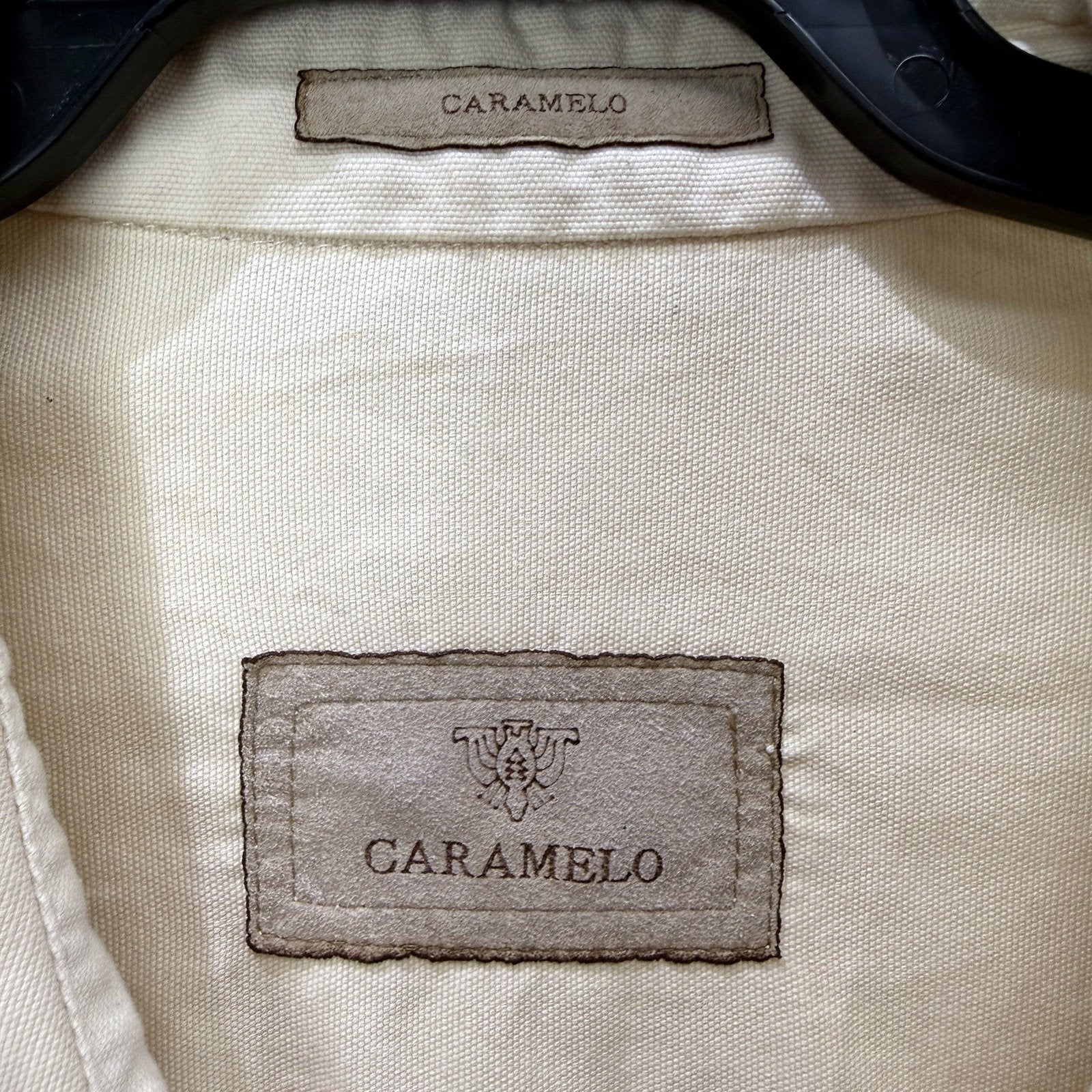 Caramelo Mens Denim Shirt Jacket Beige Cotton Casual Button-Up Size XL - Image 4