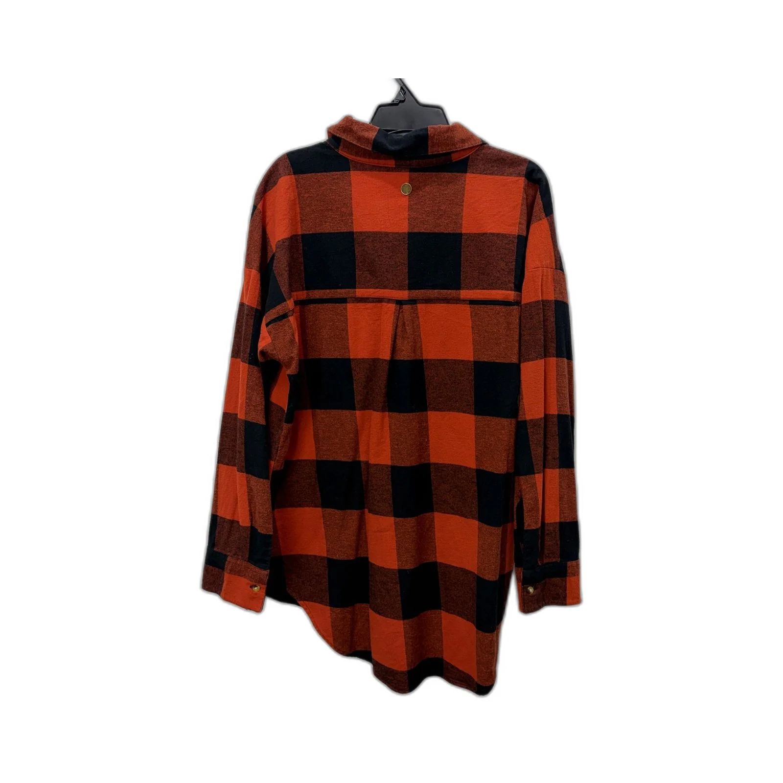 Rip Curl Womens Plaid Flannel Shirt Orange and Brown Casual Outdoor Size S - Image 2