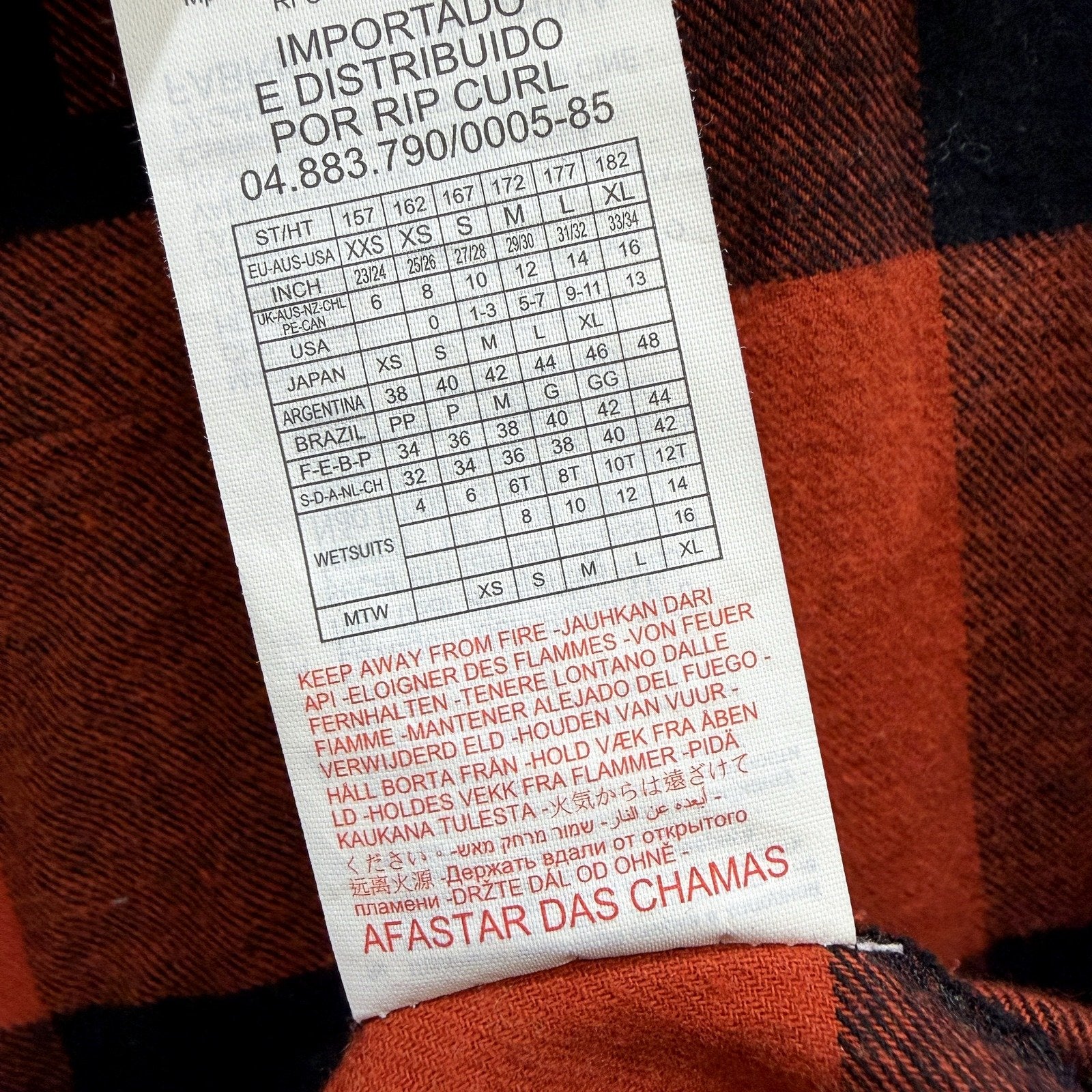 Rip Curl Womens Plaid Flannel Shirt Orange and Brown Casual Outdoor Size S - Image 3
