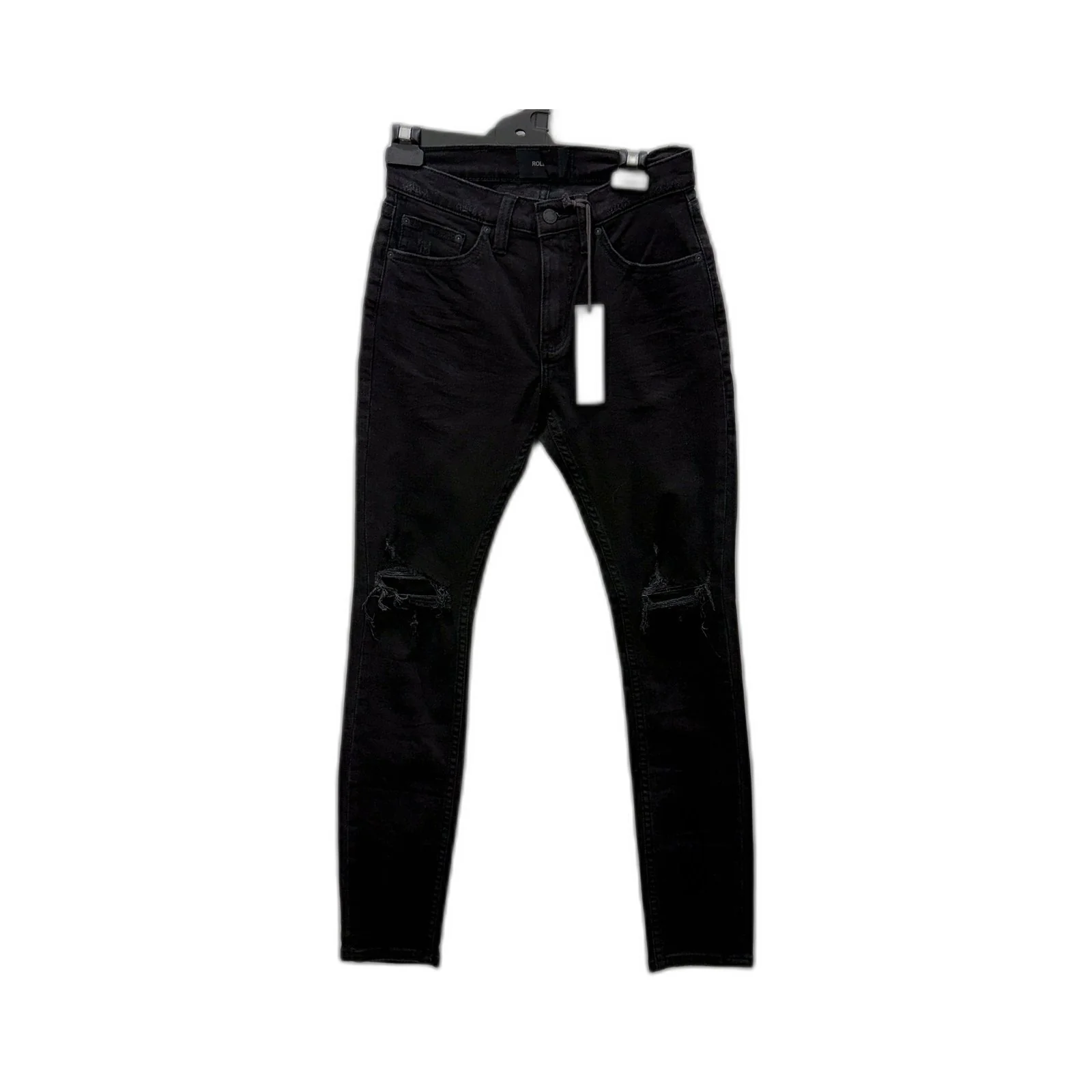 Rollas Womens Stinger Black Rip Skinny Jeans Distressed Denim Size 30/32 NEW