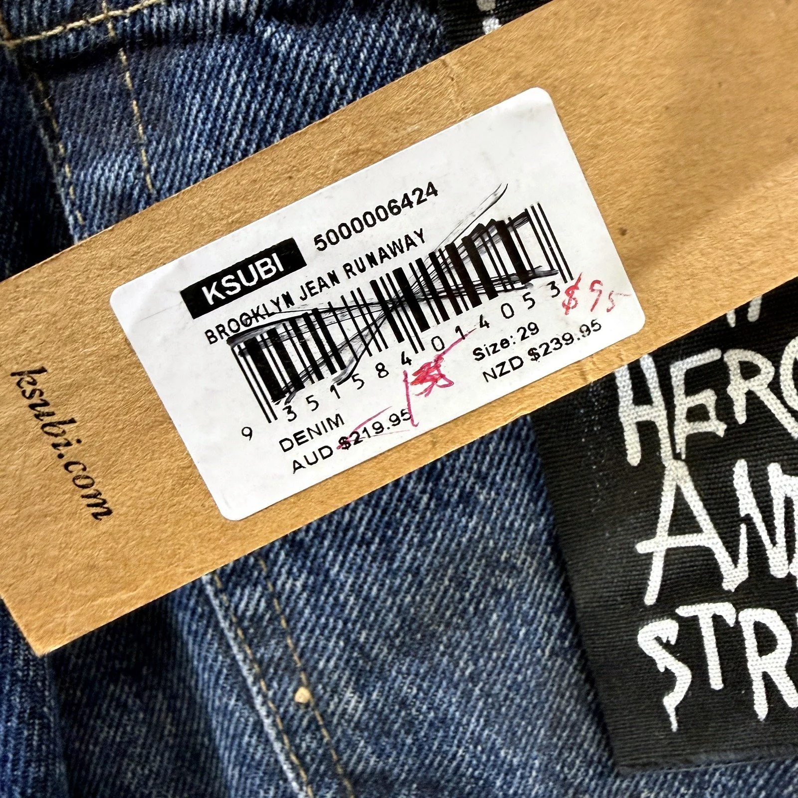 Ksubi Womens Brooklyn Jean Runaway Dark Blue Denim Regular Jeans Size 29 NEW - Image 4