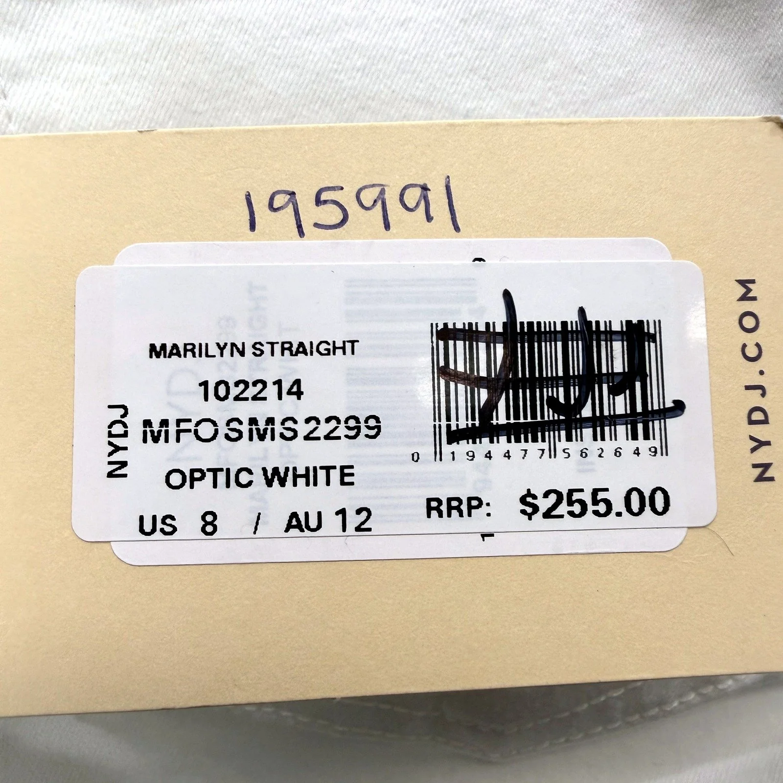 Marilyn Straight Womens Leg Optic White Cotton Jeans Size 12 NEW - Image 3