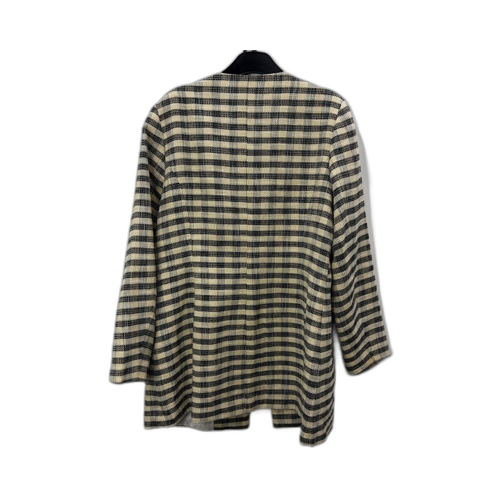 Capture Womens Striped Cardigan Jacket in Black and Beige, Size 16 - Image 2