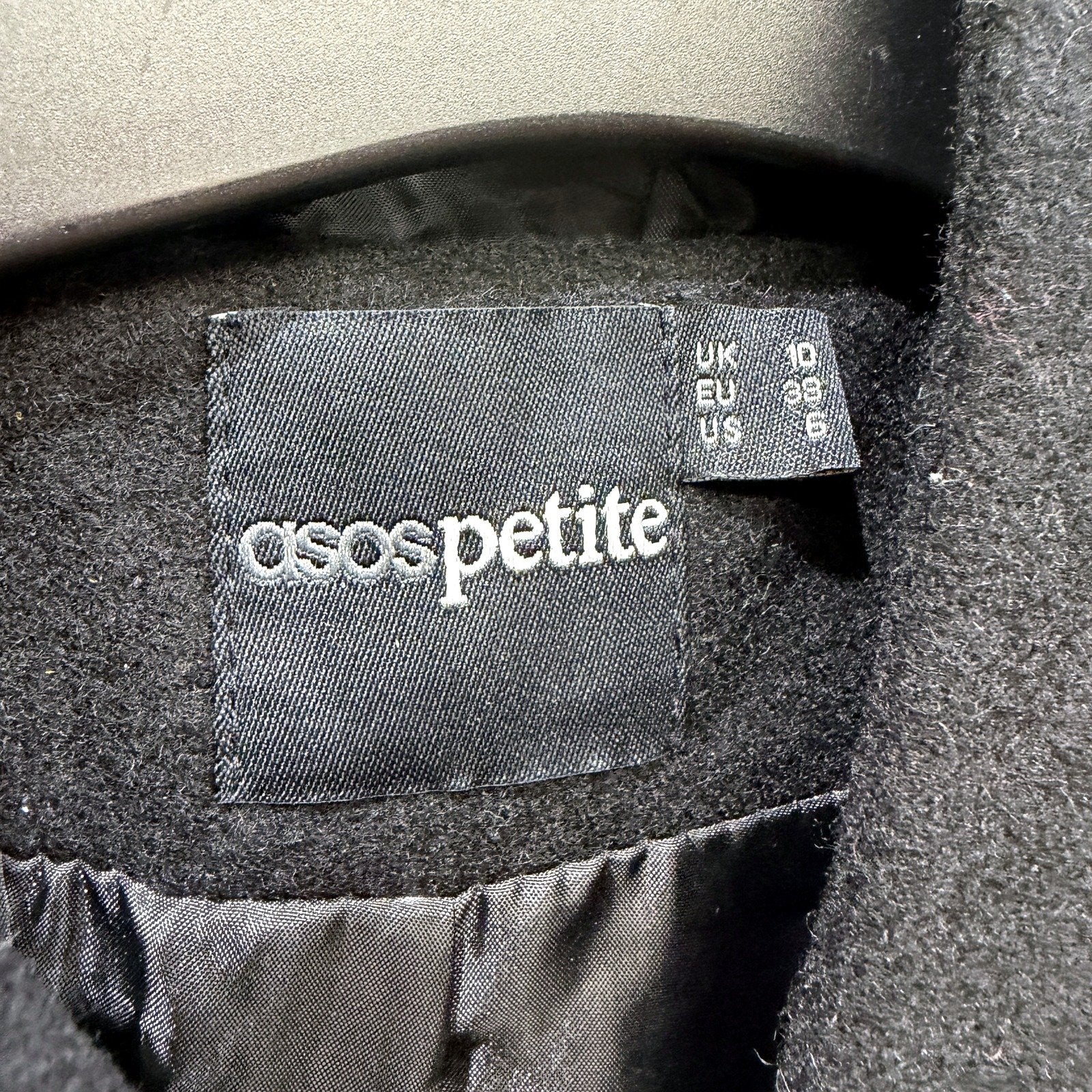 ASOS Petite Womens Black Duffle Coat Hooded Toggle Closure Pockets Size 10 - Image 4