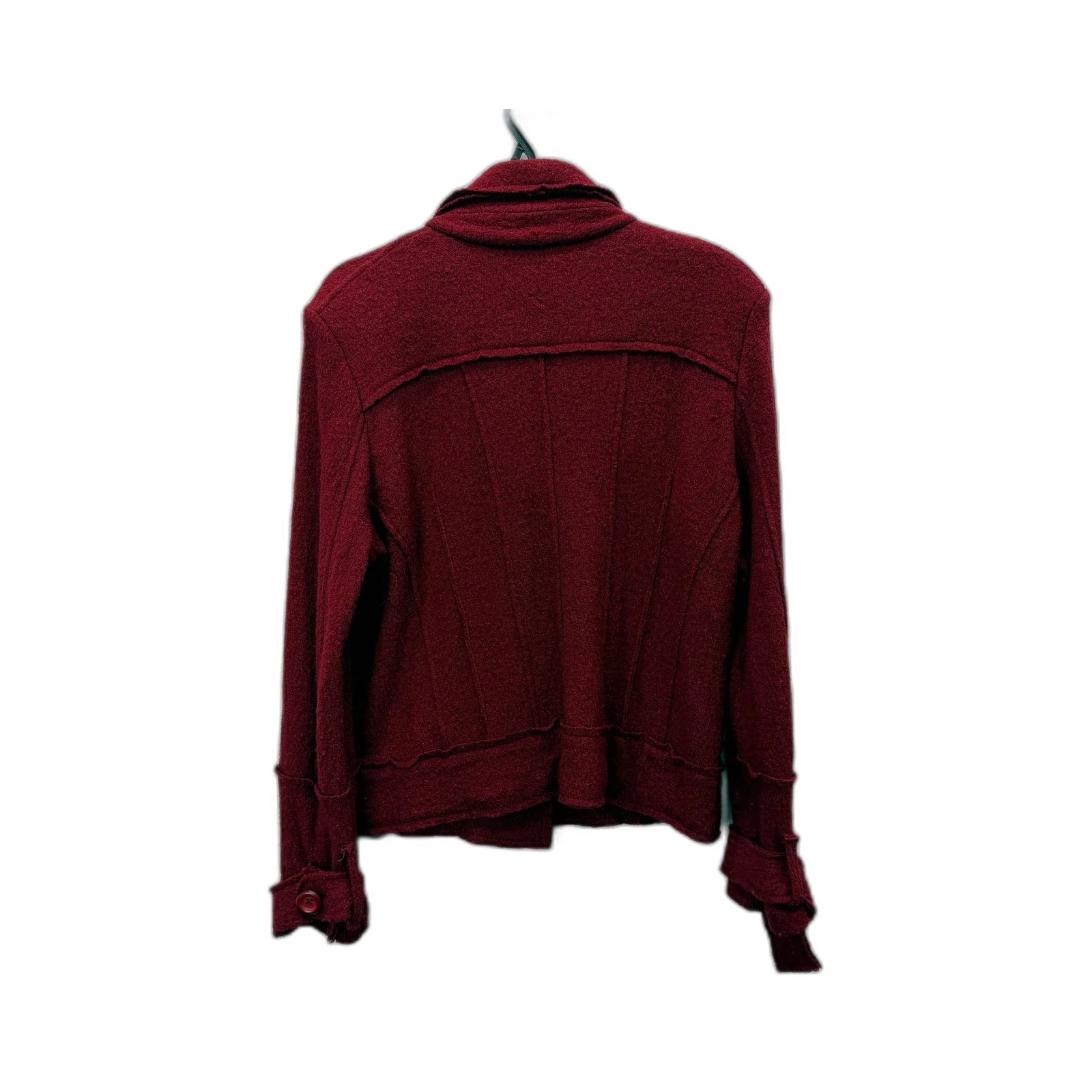 Sketa Womens Deep Red Wool Blend Buttoned Jacket Size 10 - Image 2