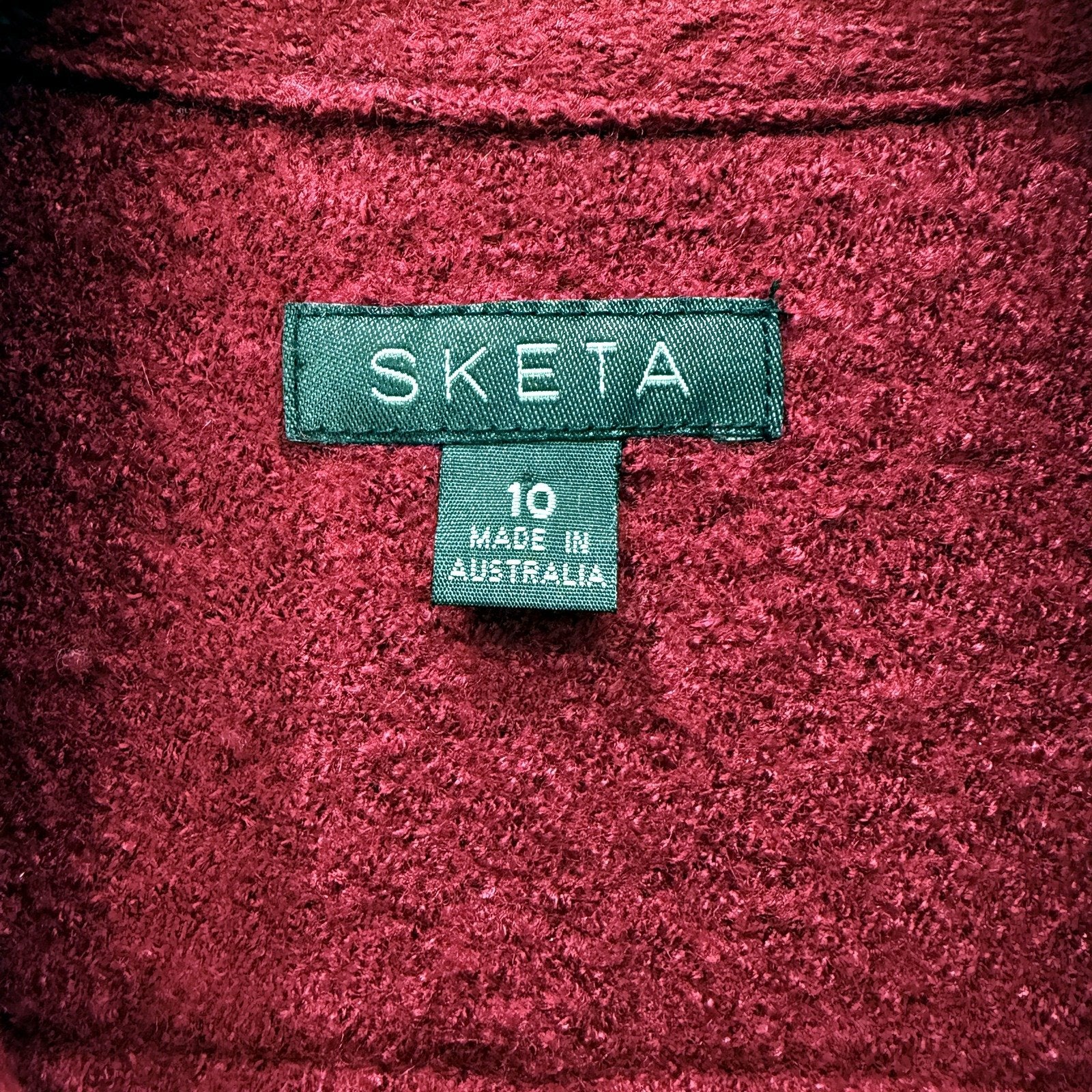 Sketa Womens Deep Red Wool Blend Buttoned Jacket Size 10 - Image 5