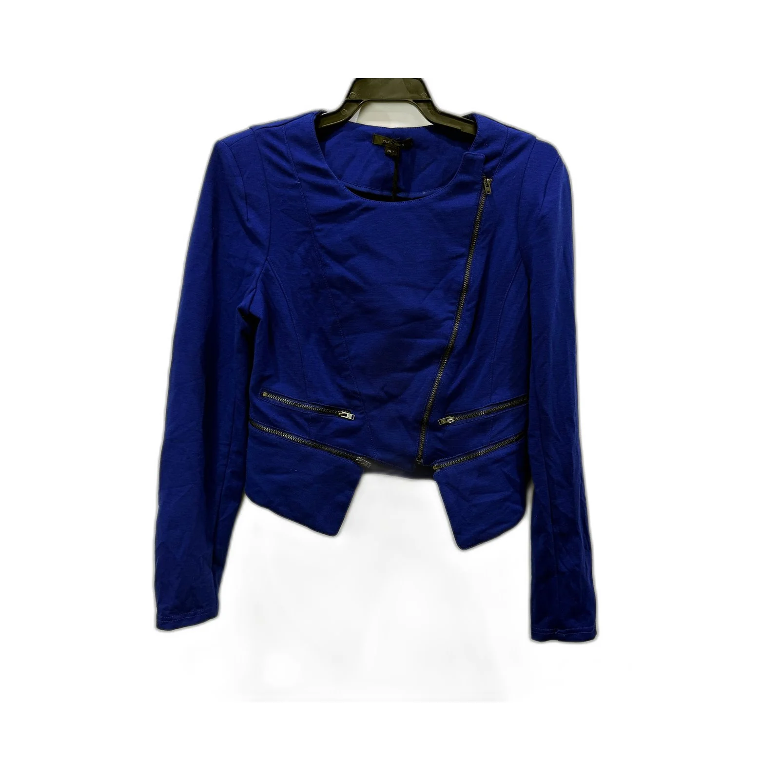 Portmans Womens Zipper Cropped Cobalt Blue Moto Jacket Size S NEW - Image 2