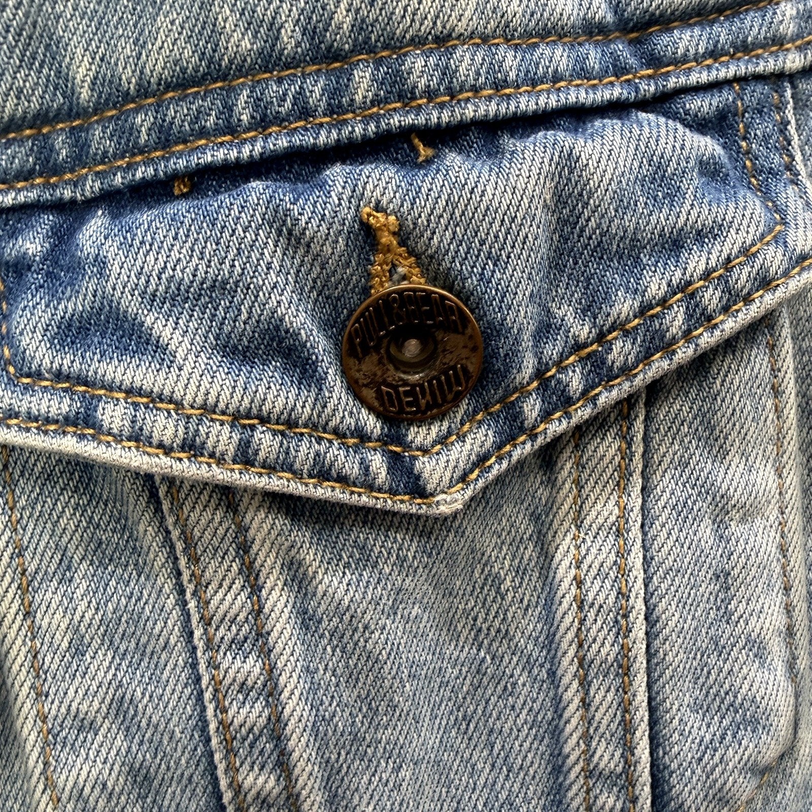 Pull&Bear Womens Light Blue Distressed Denim Jacket - Casual Fit Size S - Image 6
