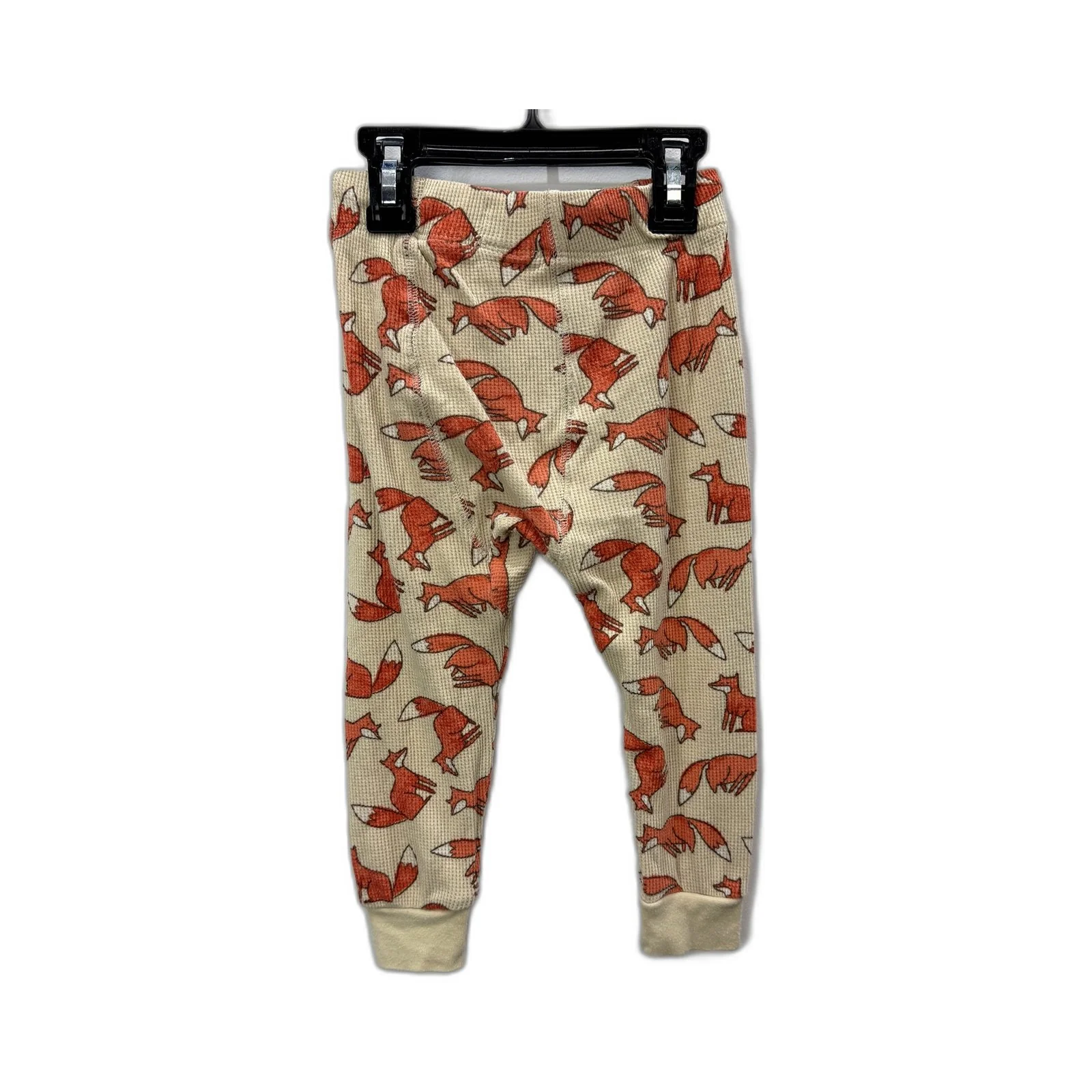 Peter Alexander Boys Waffle Knit Fox Print 2-Piece Pajama Set Beige/Red Foxes - Image 5