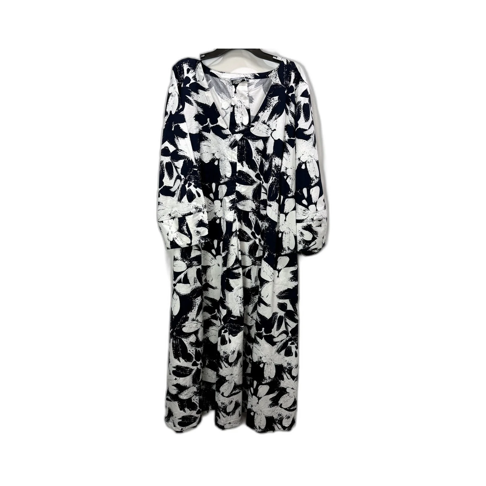Regatta Curve Womens Floral Print Dress Long Sleeve Black and White Size 20 NEW