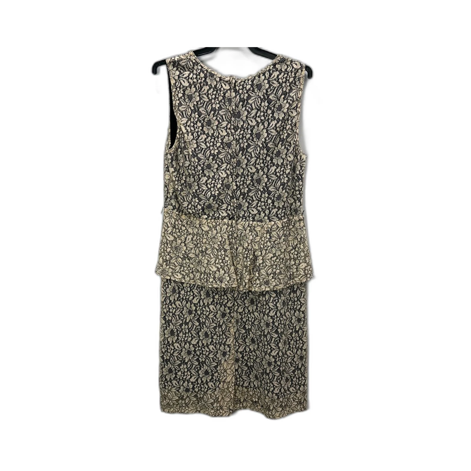 Limited Editions Womens Tiered Lace Dress in Black and Beige, Size 12 - Image 2