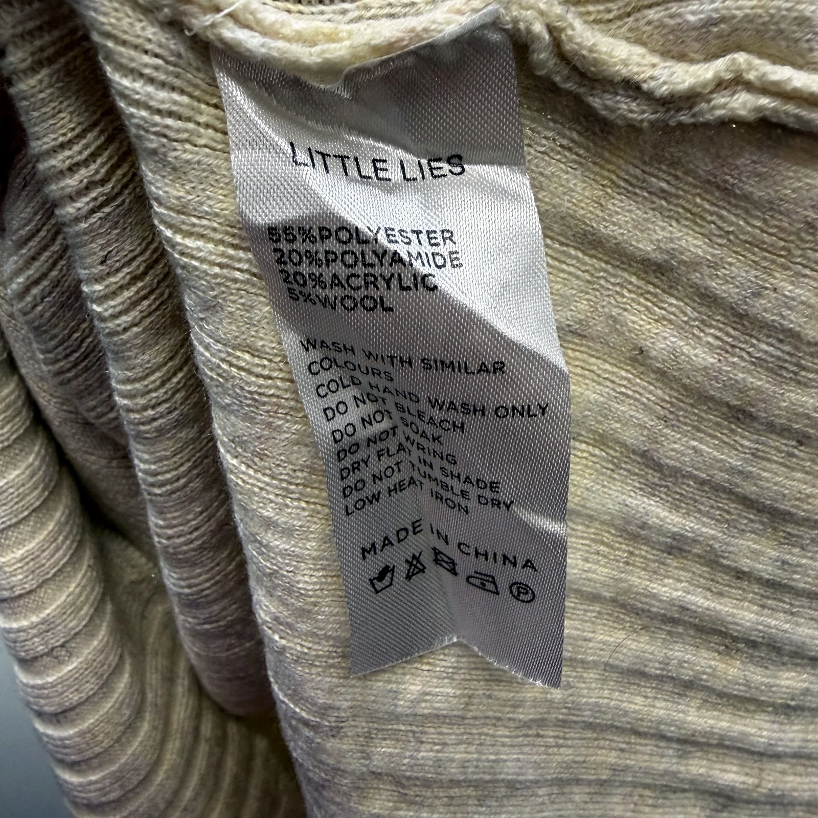 Little Lies Womens Ribbed Knit Dress Casual Zip-Up Short Sleeve Beige Size L NEW - Image 7